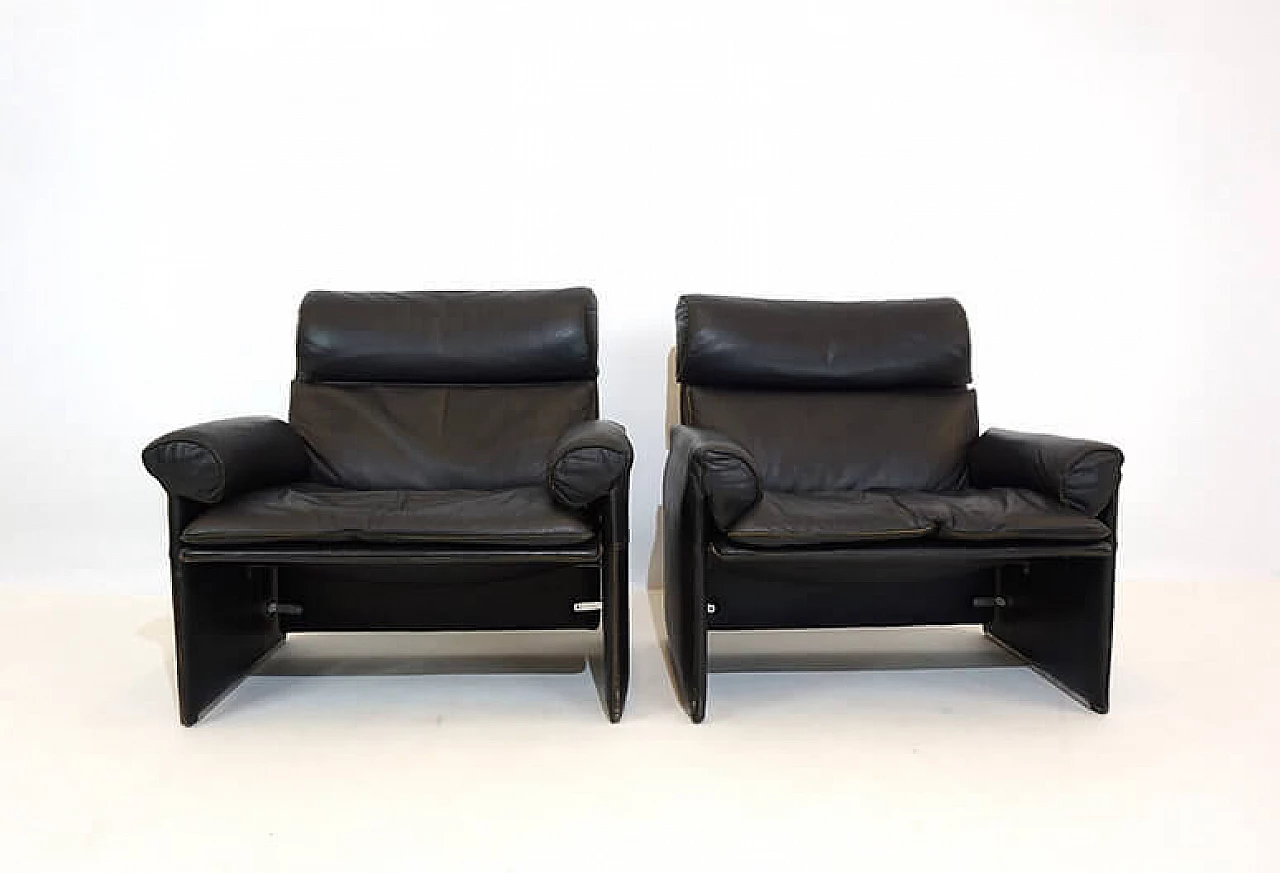 Pair of leather armchairs by Giovanni Offredi for Saporiti Italia, 1970s 8