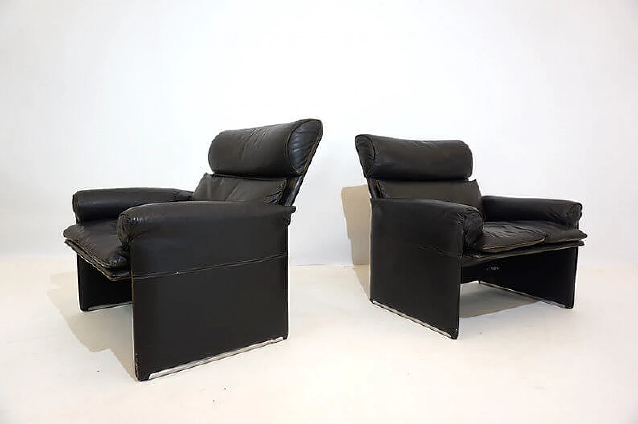 Pair of leather armchairs by Giovanni Offredi for Saporiti Italia, 1970s 12