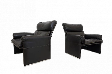 Pair of leather armchairs by Giovanni Offredi for Saporiti Italia, 1970s