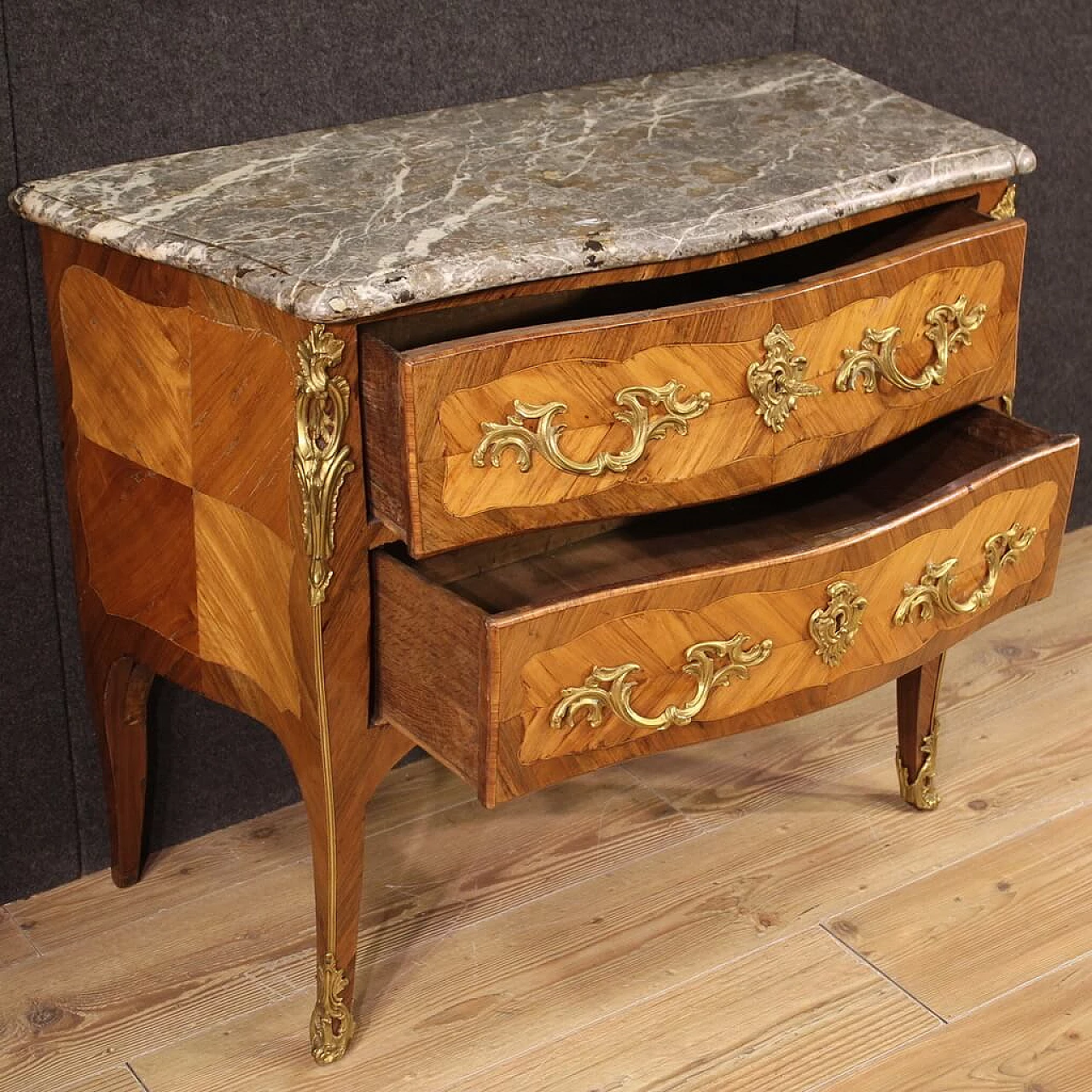 Two-drawer dresser in wood with marble top, mid-18th century 2