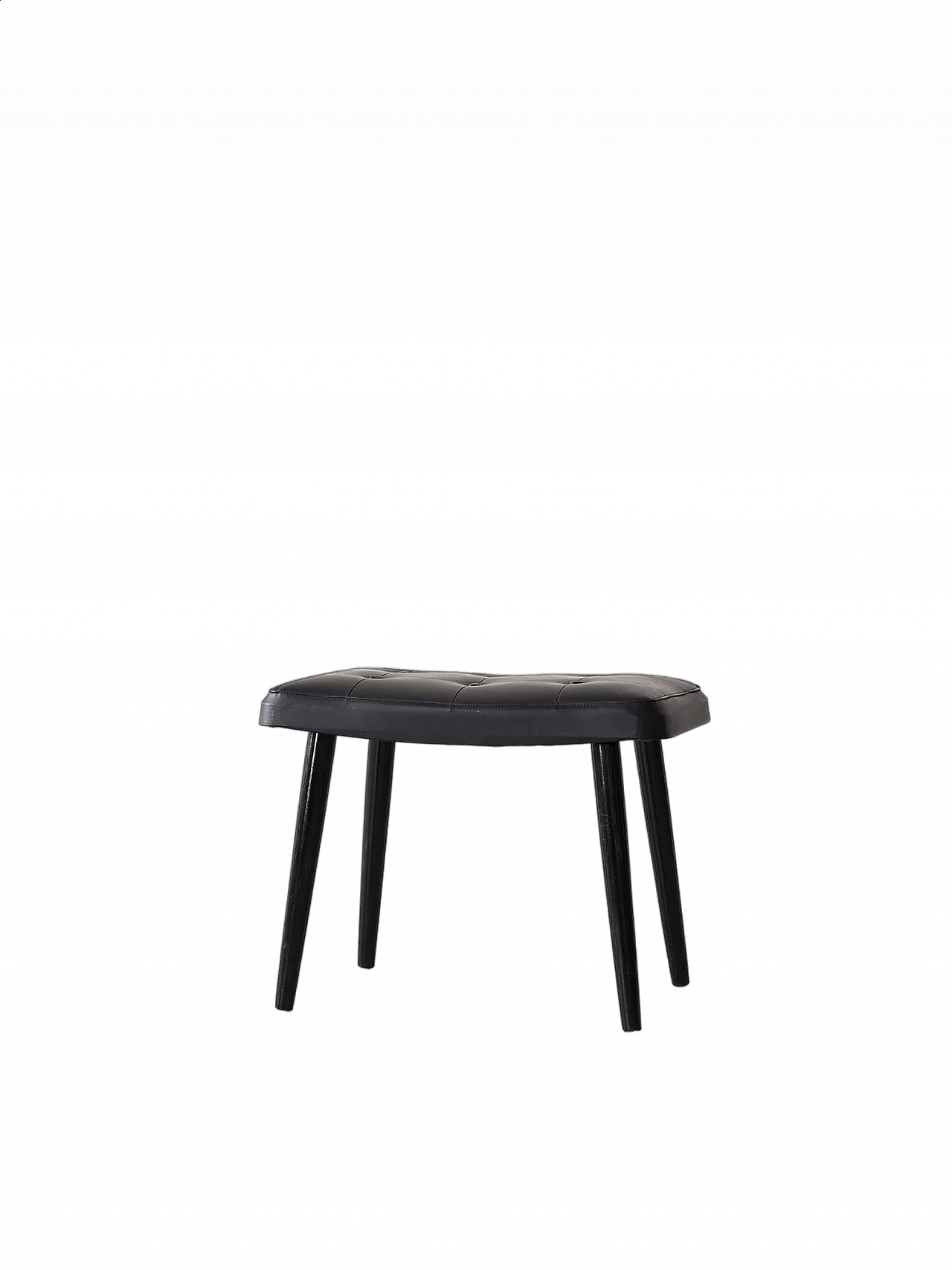 Scandinavian black wood and leatherette footstool, 1960s 9