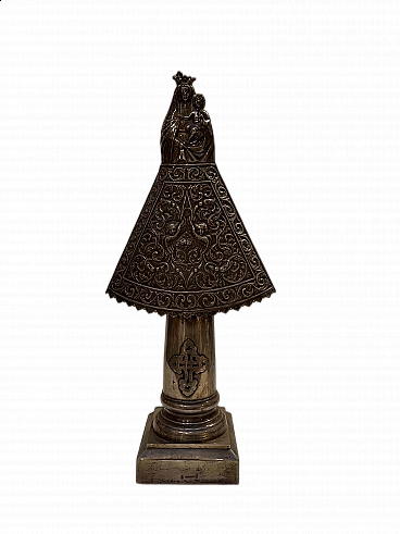 Sculpture of Madonna and Child in chiseled silver by Tarongi, 18th century