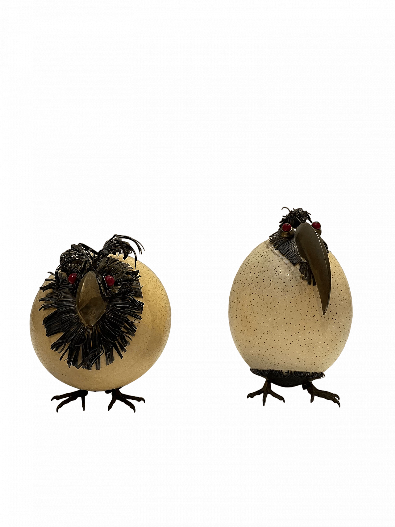 Ostrich eggs depicting caricature birds, late 1800s 10