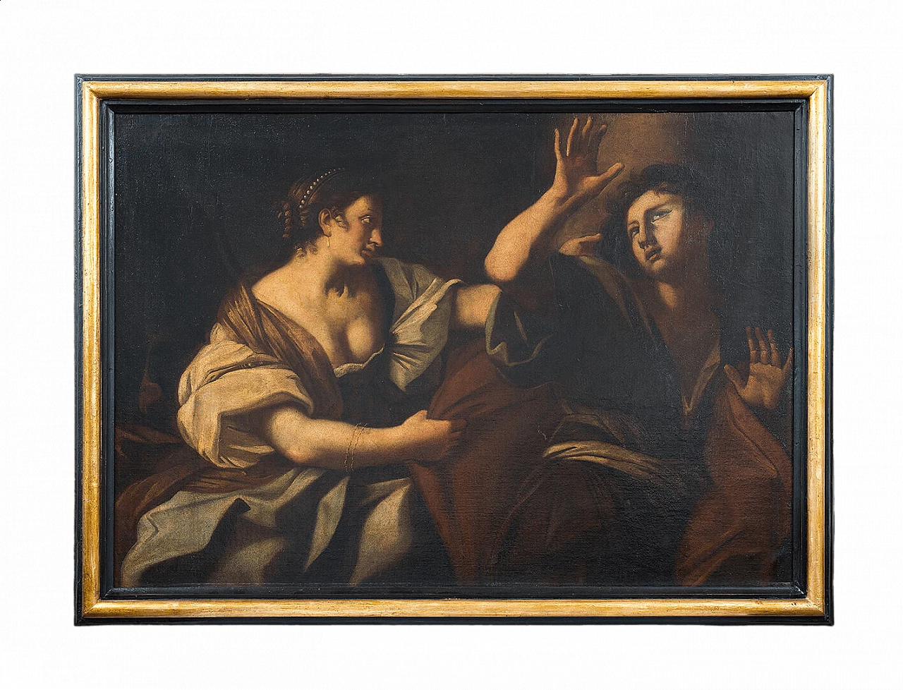 Giuseppe e la moglie di Putifarre, dipinto a olio su tela, '600 6