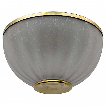 Pulegoso Murano glass and brass ceiling lamp, 1970s