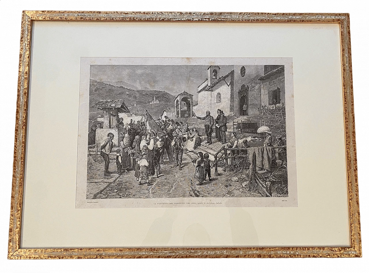 Riproduzione de La partenza dei coscritti del 1866 di Gerolamo Induno, stampa, fine '800 5