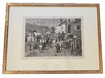 Riproduzione de La partenza dei coscritti del 1866 di Gerolamo Induno, stampa, fine '800