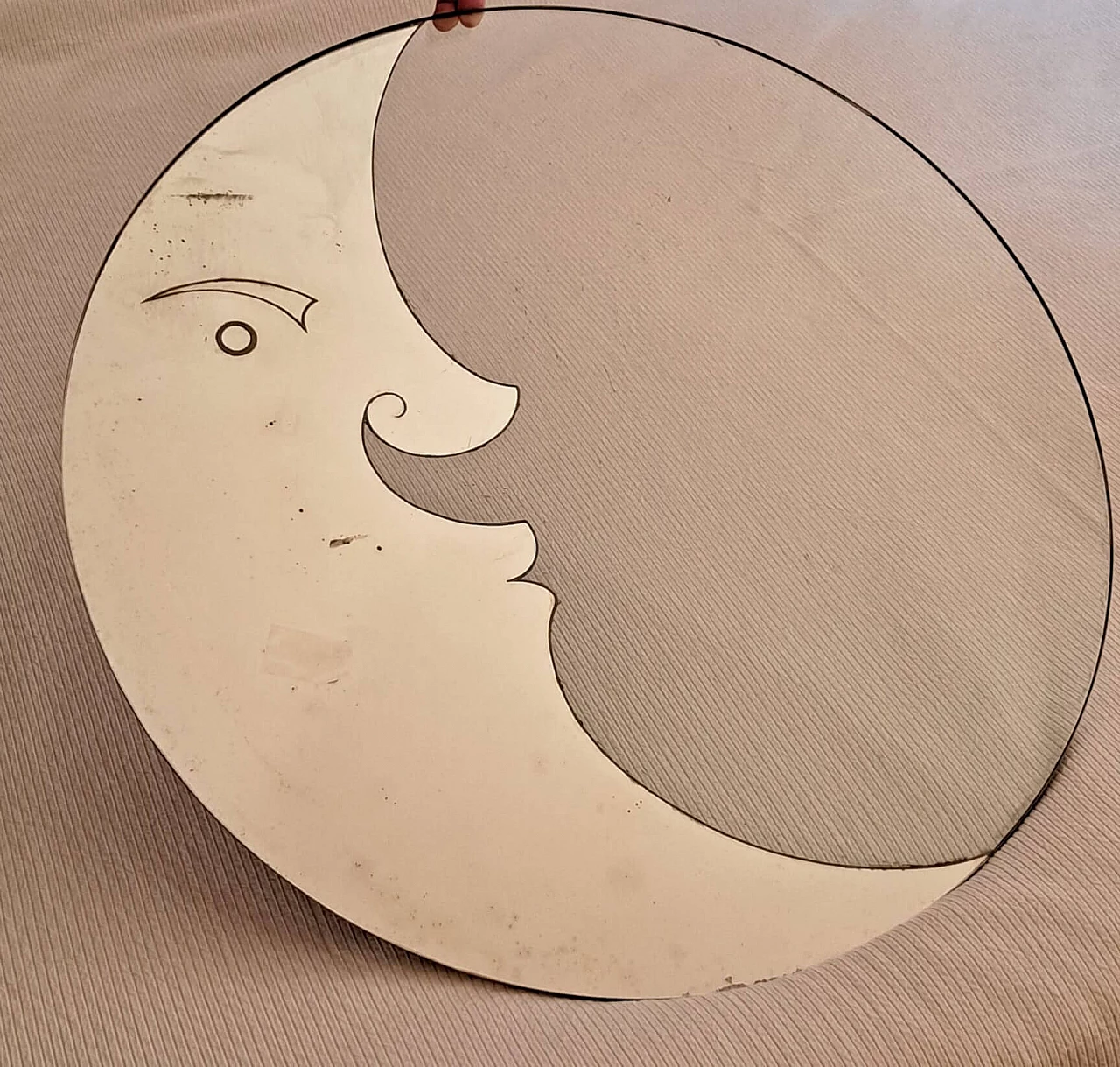 Round wall mirror with crescent moon, 1960s 3