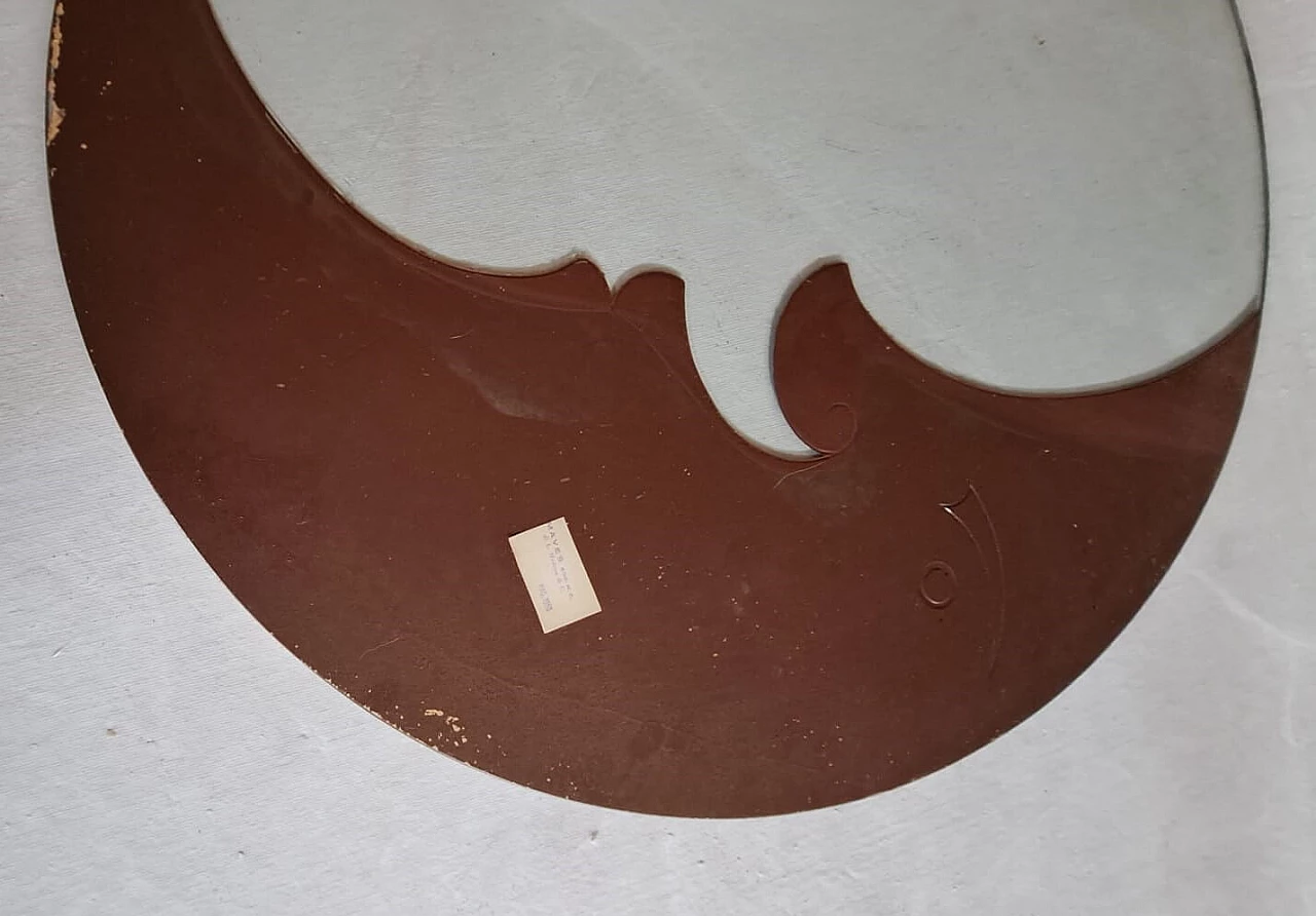 Specchio da parete rotondo con mezzaluna, anni '60 8