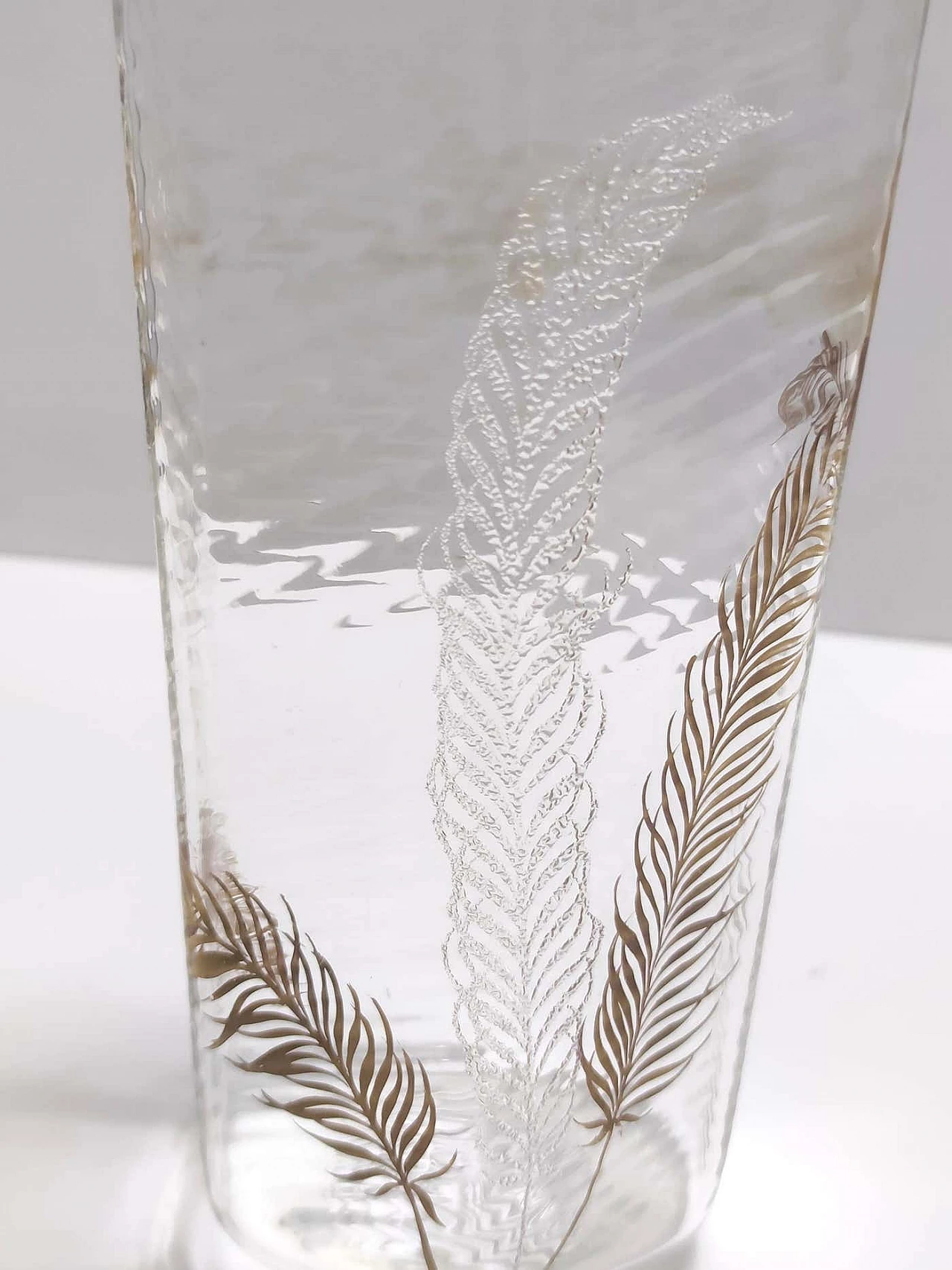 Transparent and gilded Murano glass hexagonal vase by Cenedese, 1950s 6