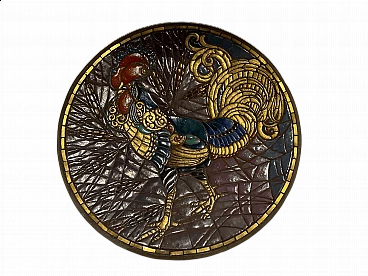 Plate graffito-decorated depicting a rooster by Giovanni Battista Gianotti, early 1900s