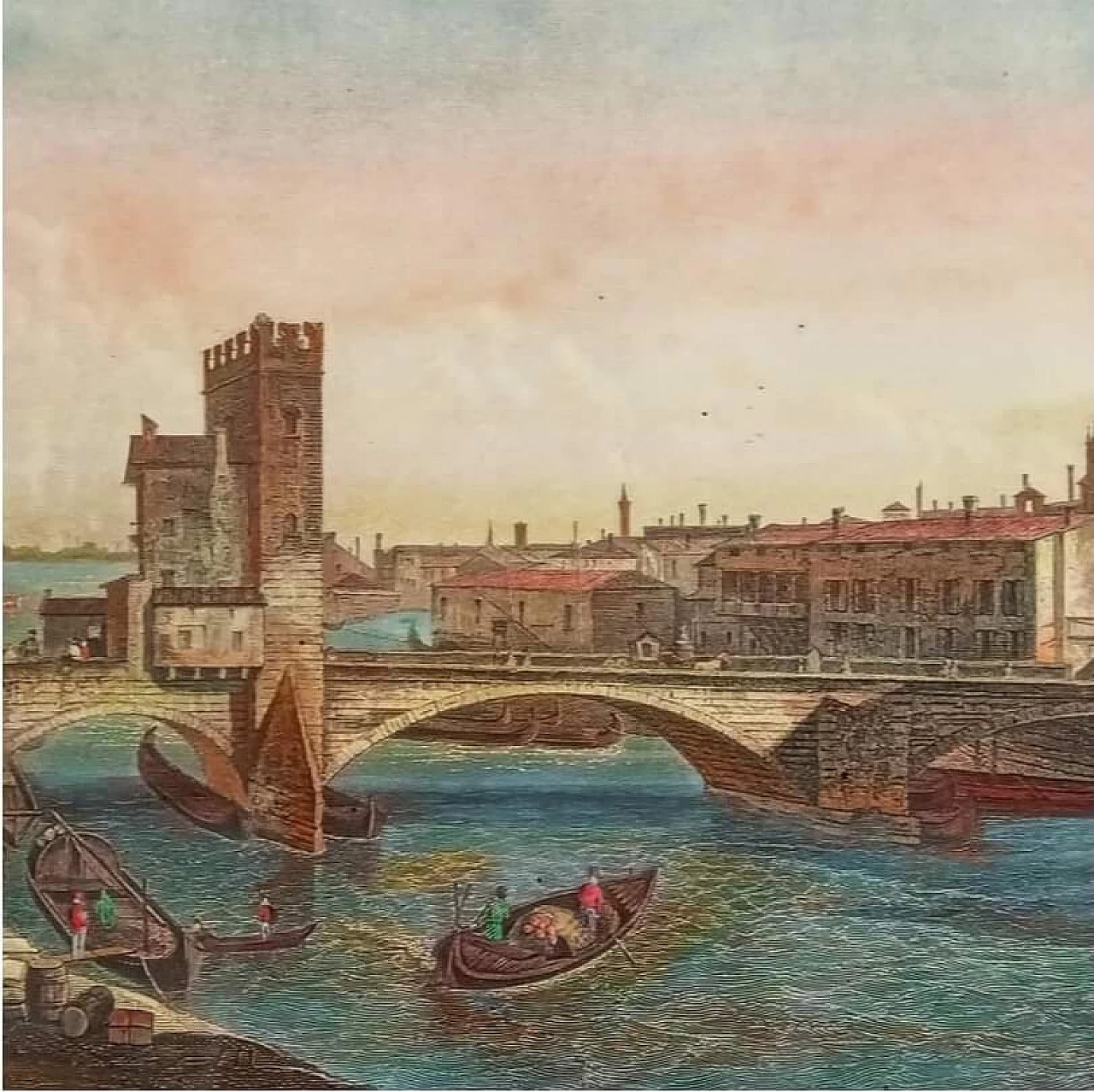 Albert Henry Payne, Verona, etching with watercolour, 1840 2