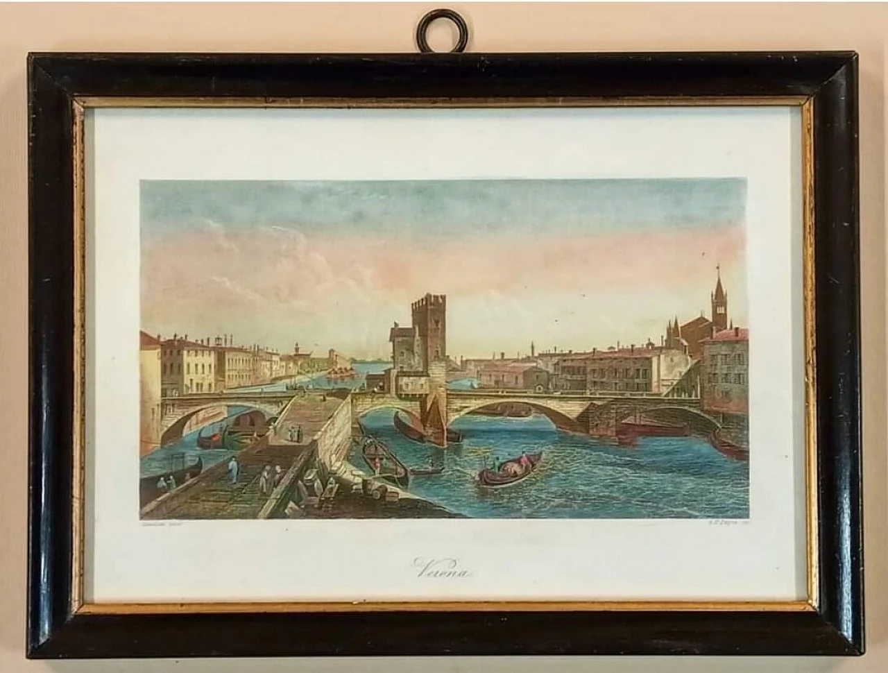 Albert Henry Payne, Verona, etching with watercolour, 1840 10