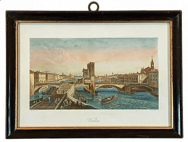 Albert Henry Payne, Verona, etching with watercolour, 1840