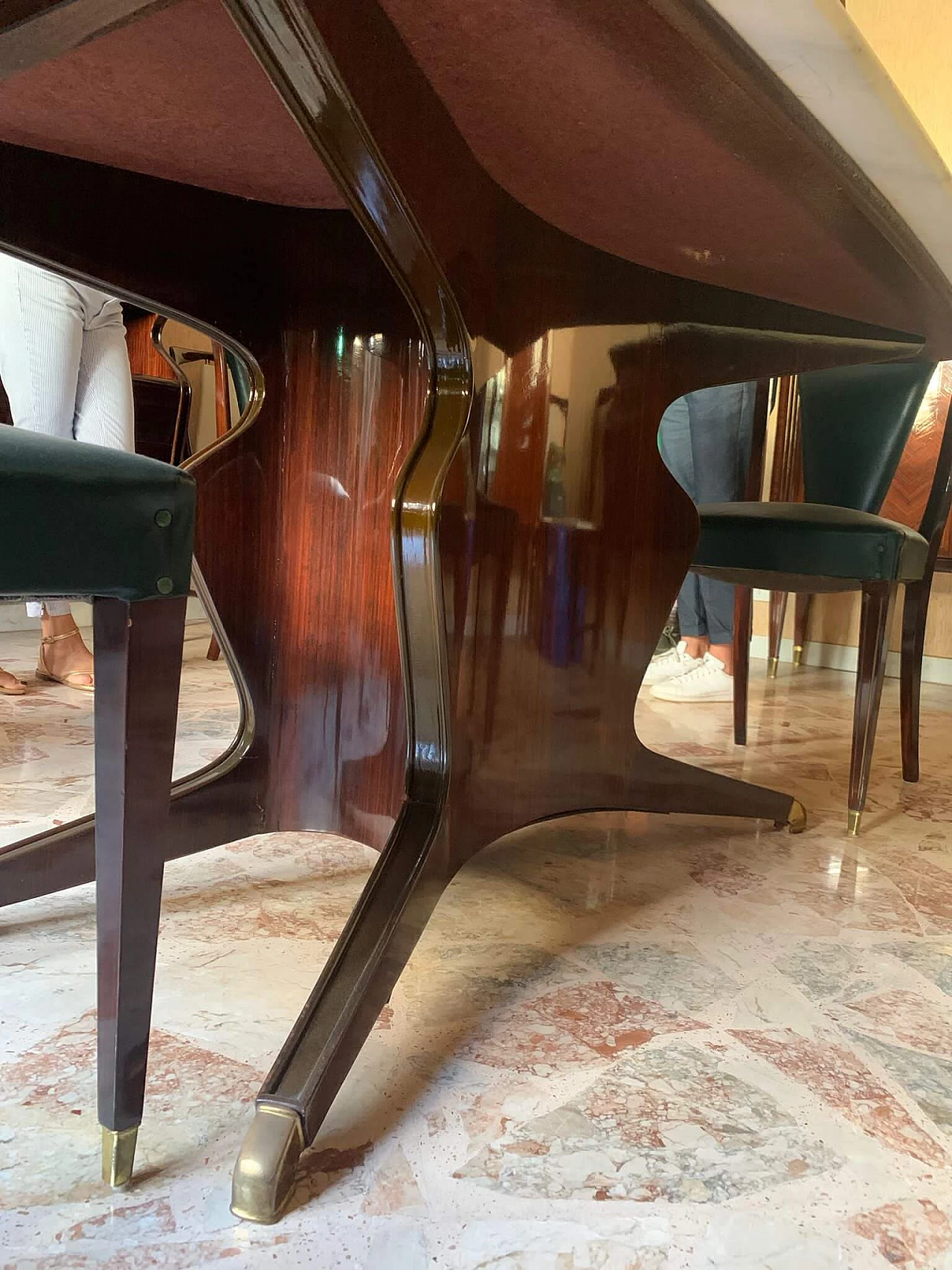 Wooden table with marble top attributable to Osvaldo Borsani, 1950s 2