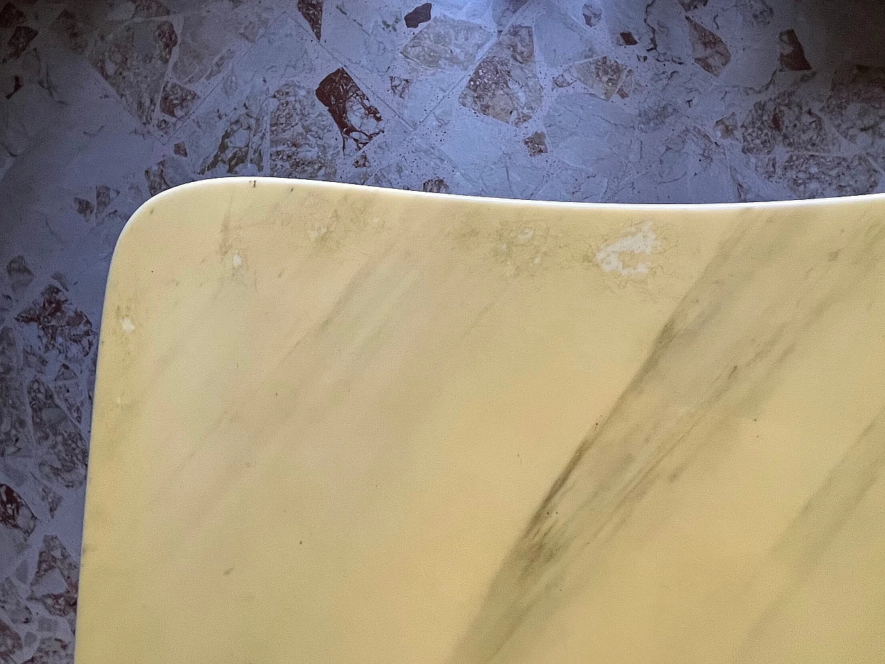 Wooden table with marble top attributable to Osvaldo Borsani, 1950s 8