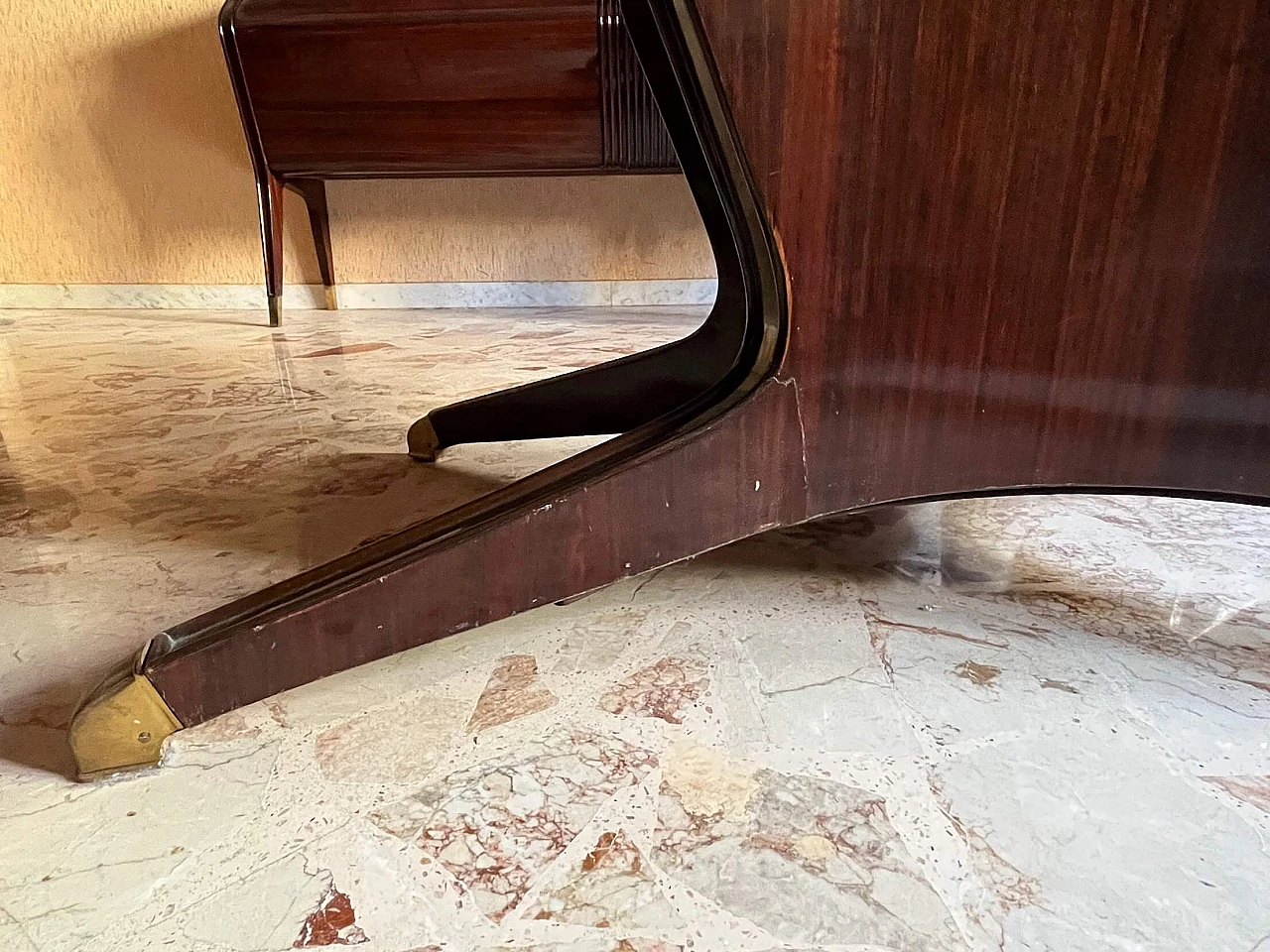 Wooden table with marble top attributable to Osvaldo Borsani, 1950s 9