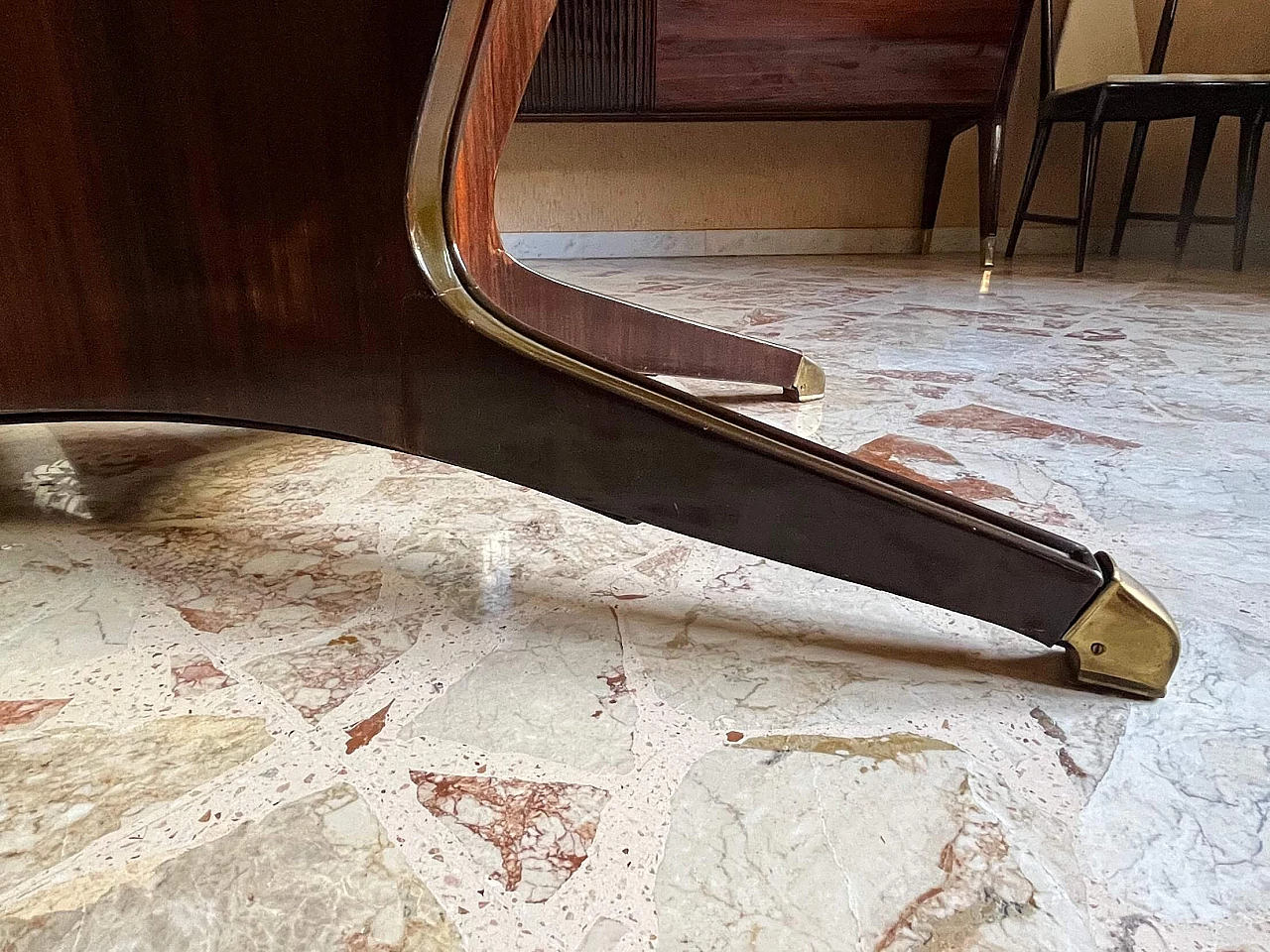 Wooden table with marble top attributable to Osvaldo Borsani, 1950s 10