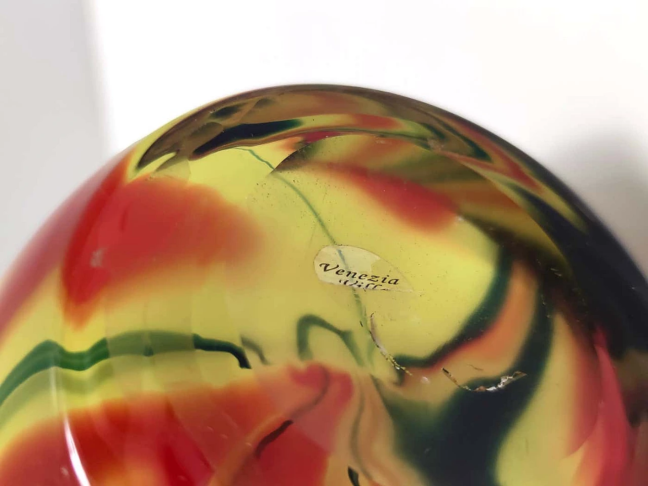 Vaso in vetro di Murano incamiciato e soffiato a mano, anni '80 4