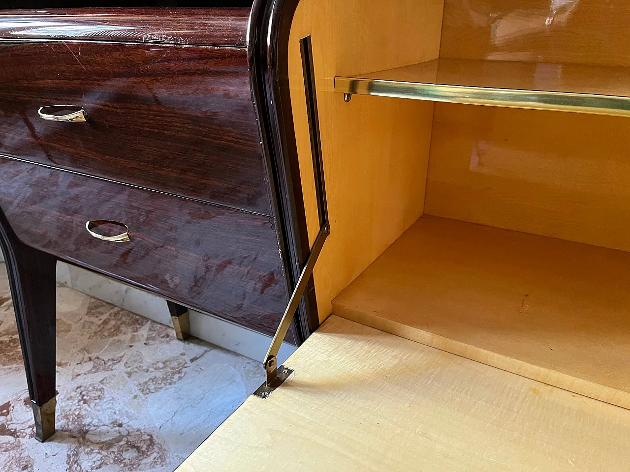 Wooden sideboard with bar cabinet in the style of Osvaldo Borsani, 1950s 10