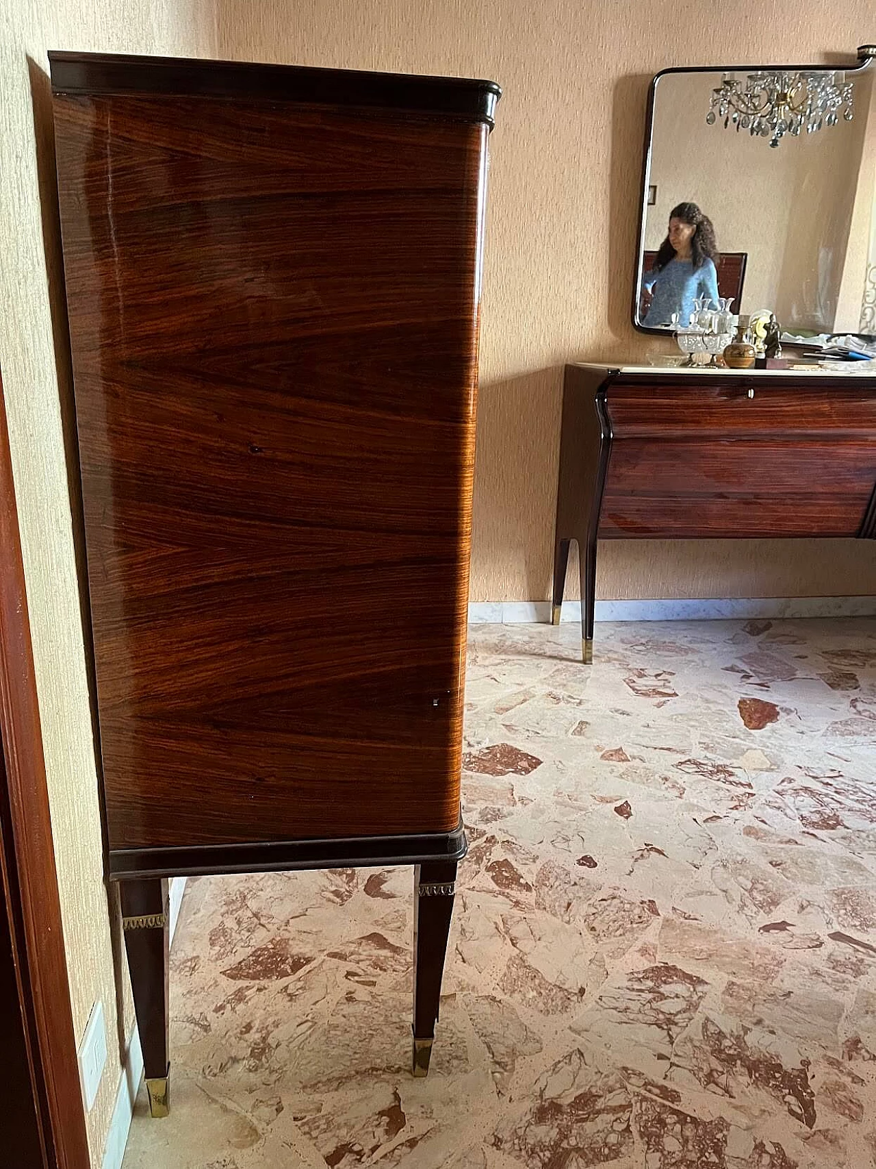 Credenza in legno con applicazioni in ottone nello stile di Paolo Buffa, anni '50 6