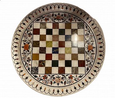 Circular chessboard in coloured marble, early 20th century