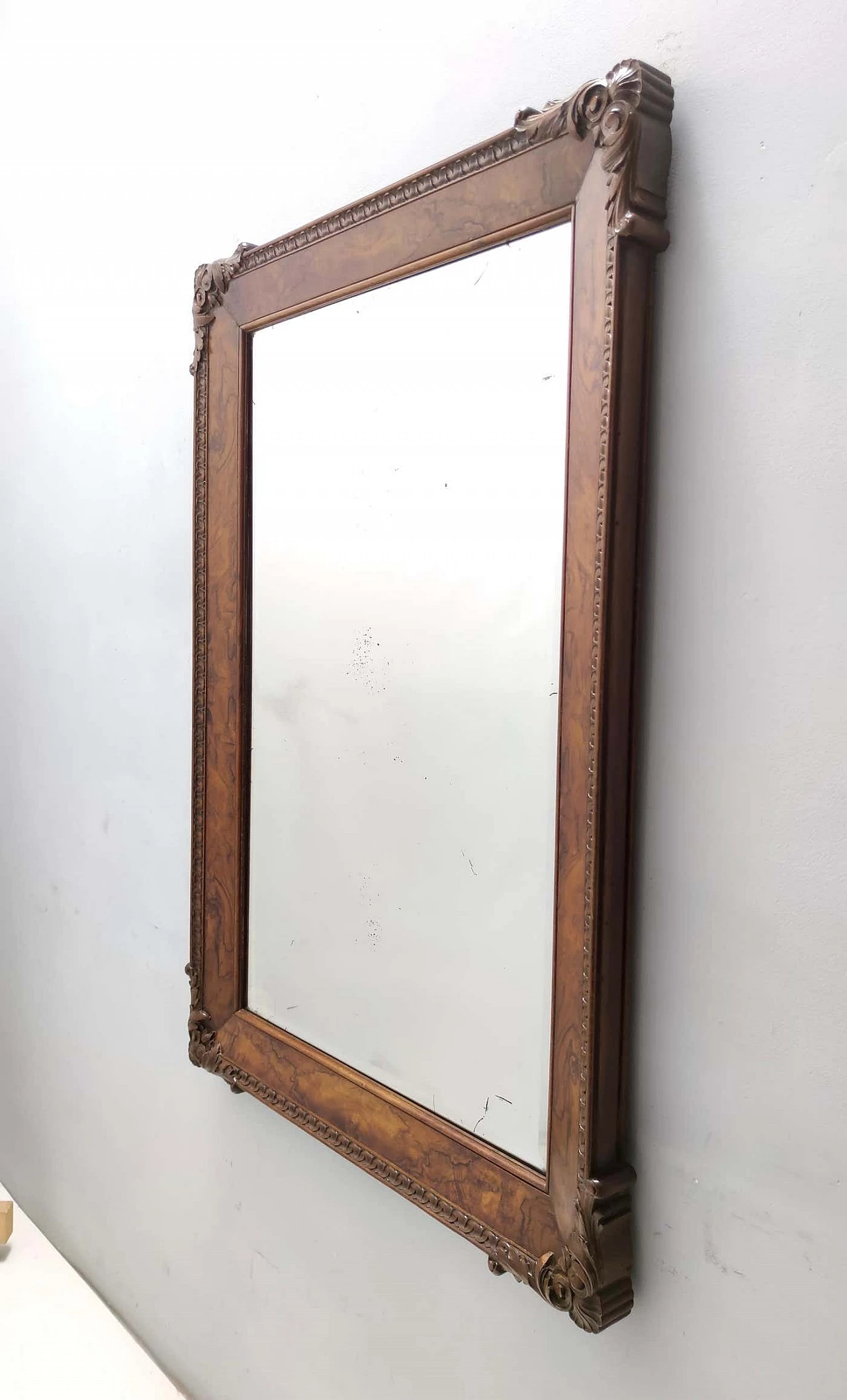 Wall mirror with beech and walnut frame, 1940s 6