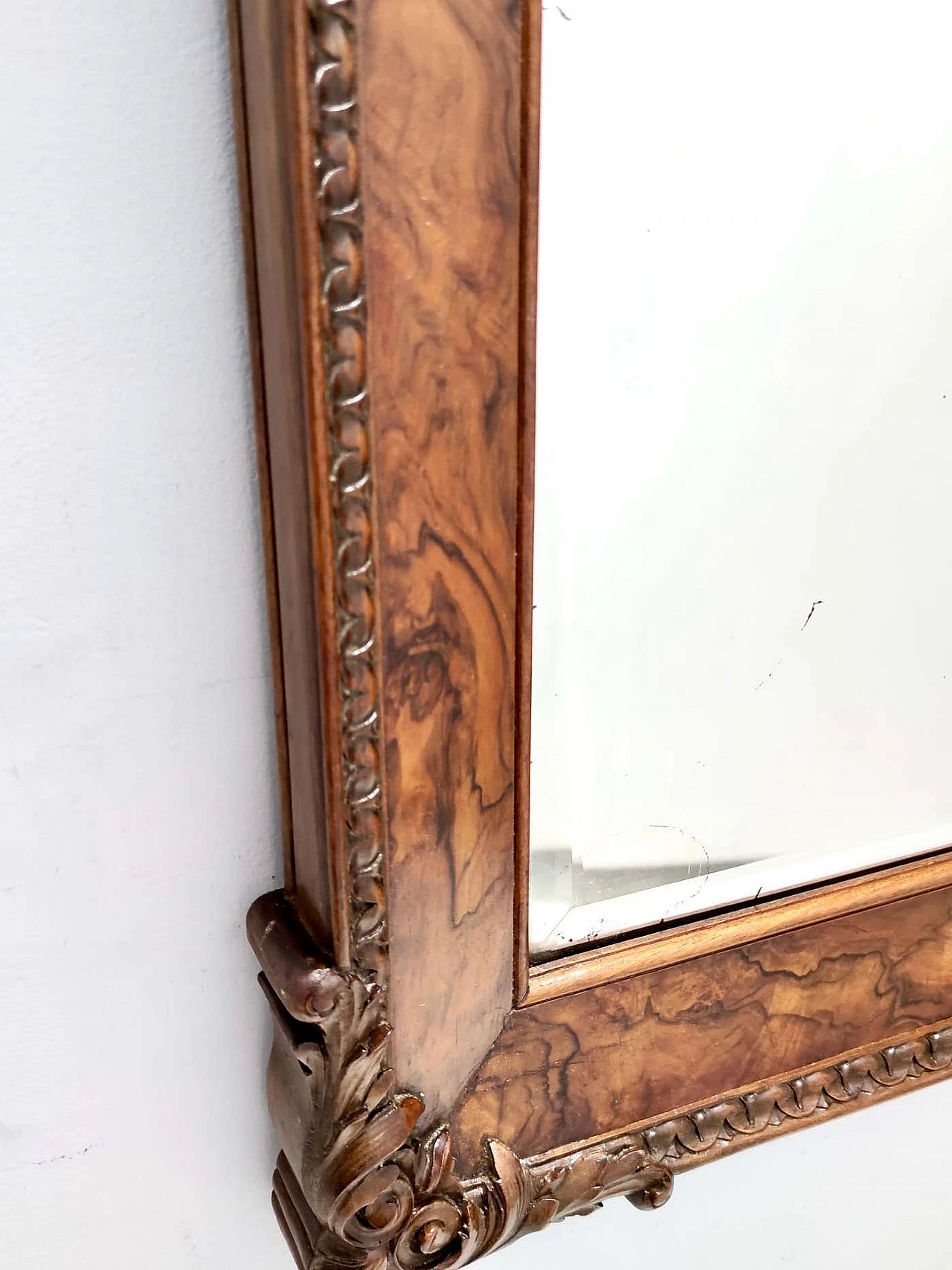 Wall mirror with beech and walnut frame, 1940s 8