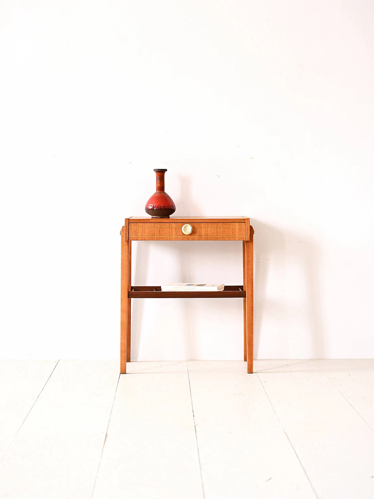Scandinavian teak and beech bedside table, 1960s 1
