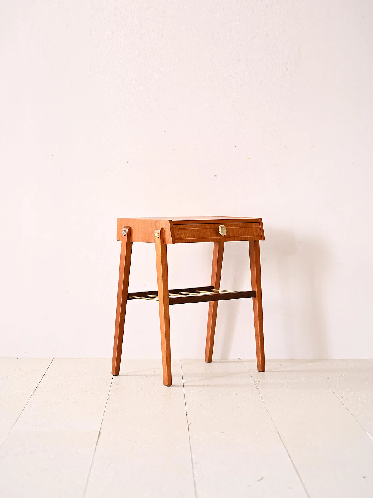 Scandinavian teak and beech bedside table, 1960s 3
