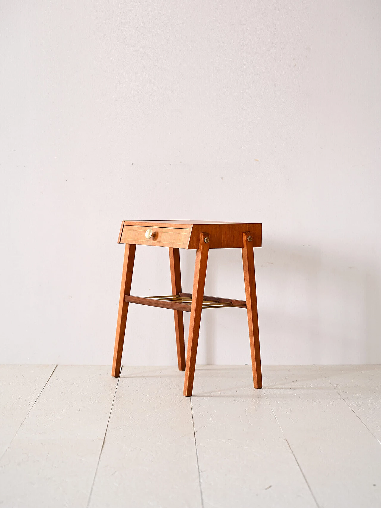Scandinavian teak and beech bedside table, 1960s 4