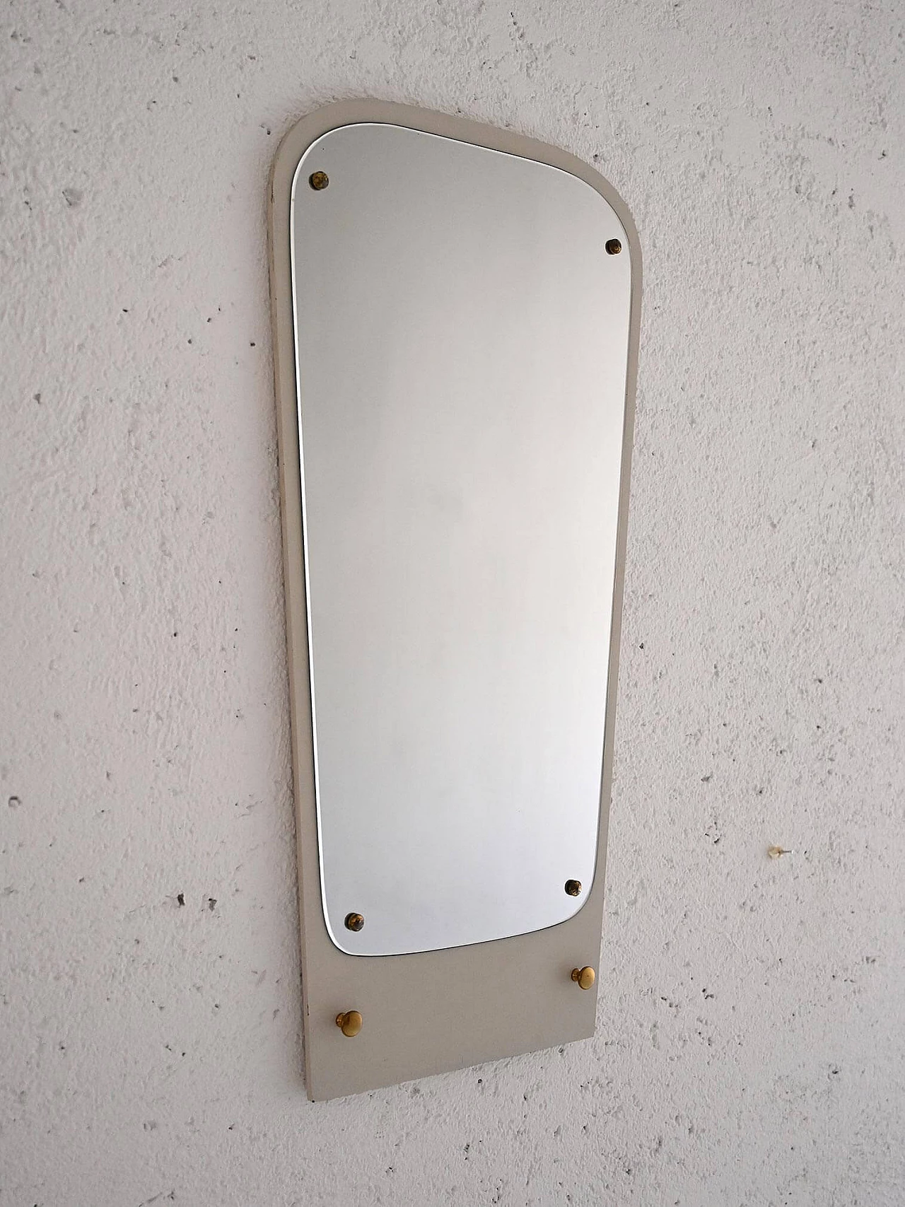 Art Deco mirror with white painted wooden frame and gilded details, 1940s 1