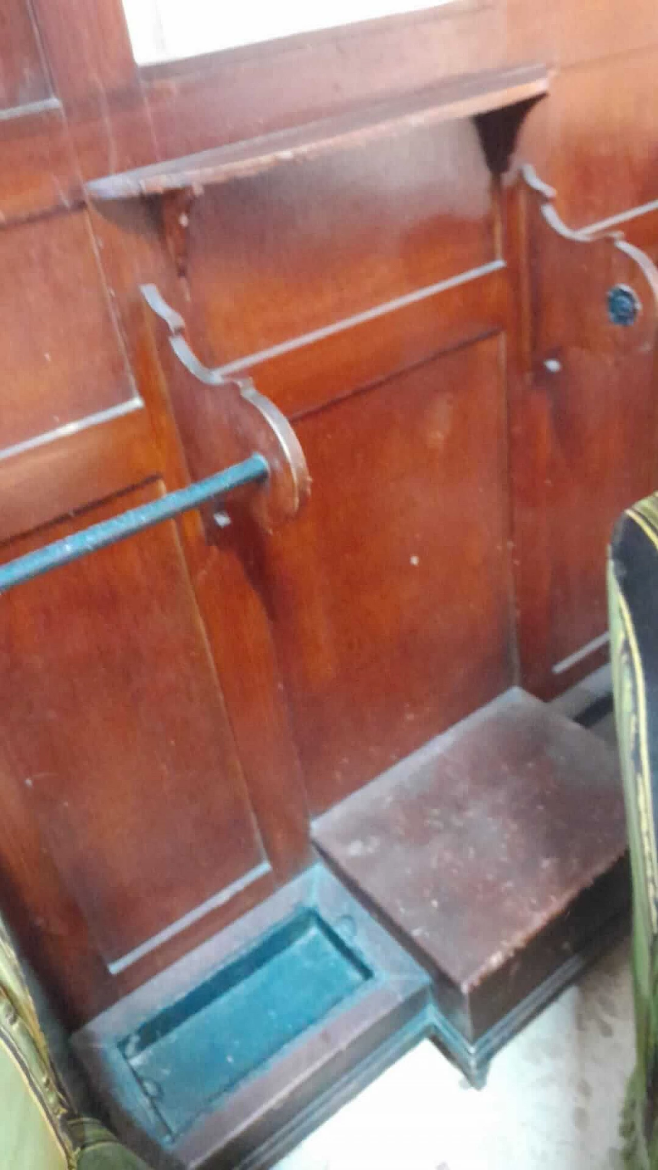 Cherry wood coat rack with mirror, 1930s 3