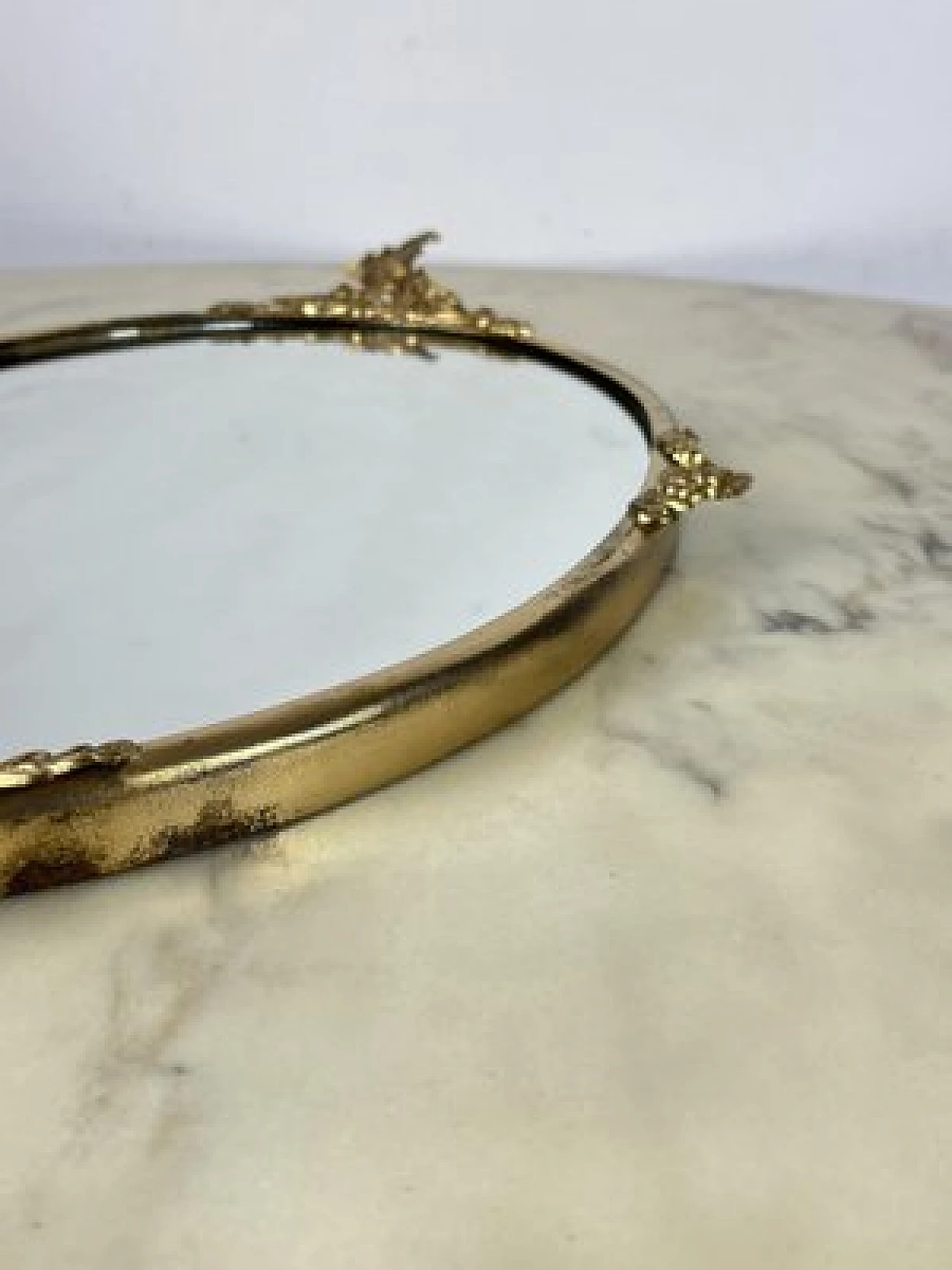 Specchio con cornice in ottone, anni '60 3