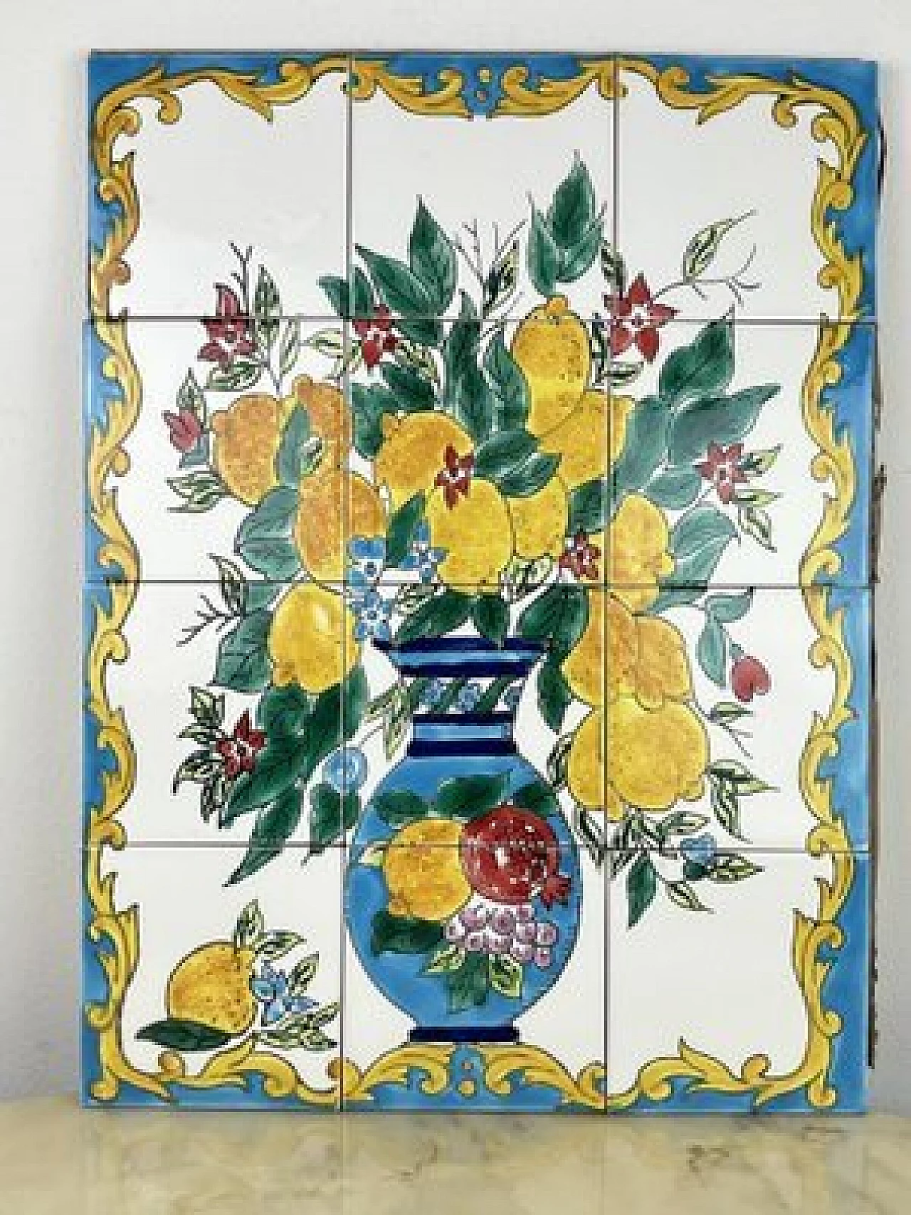 Hand-decorated ceramic panel, 1980s 1