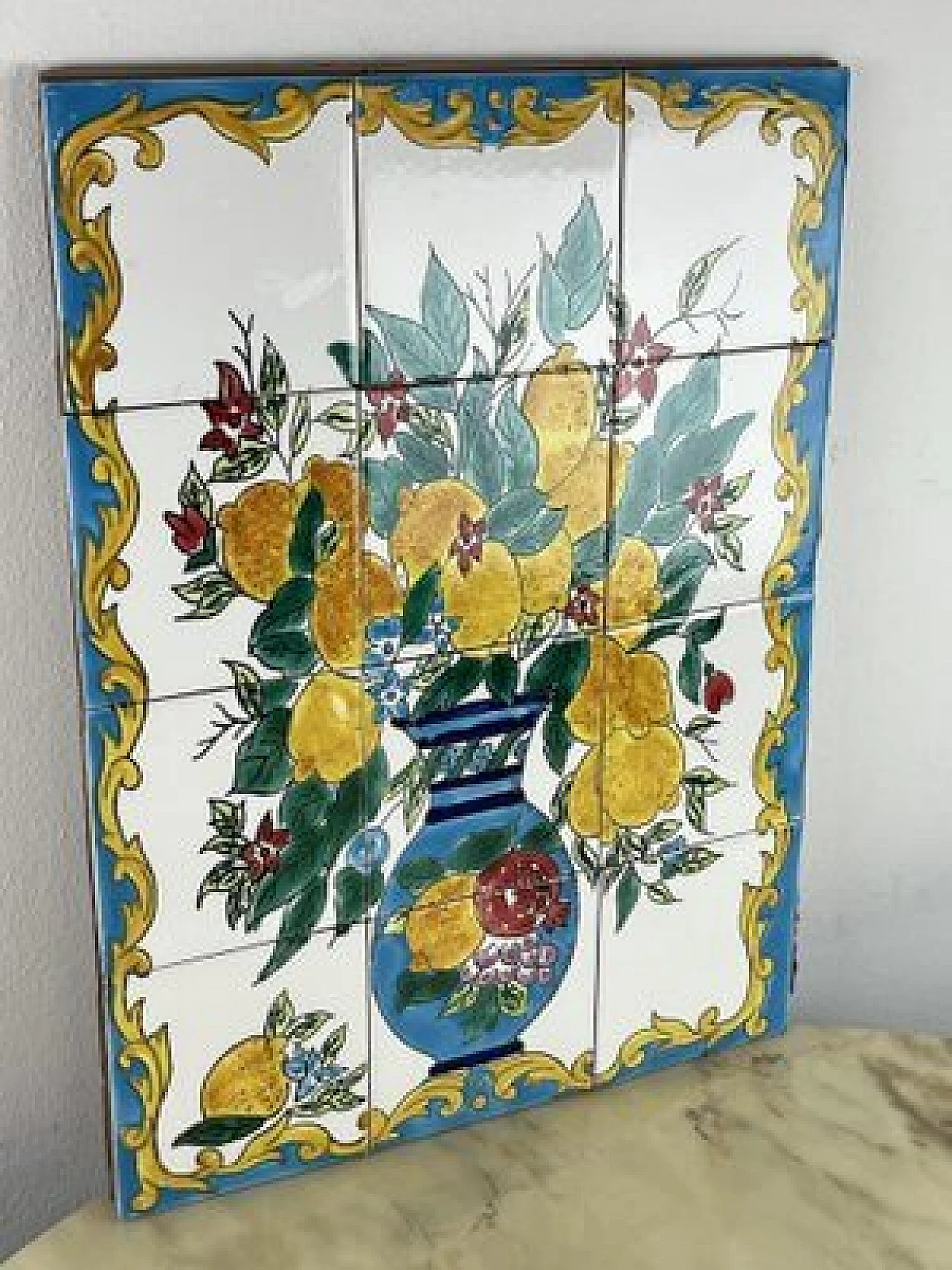 Hand-decorated ceramic panel, 1980s 2