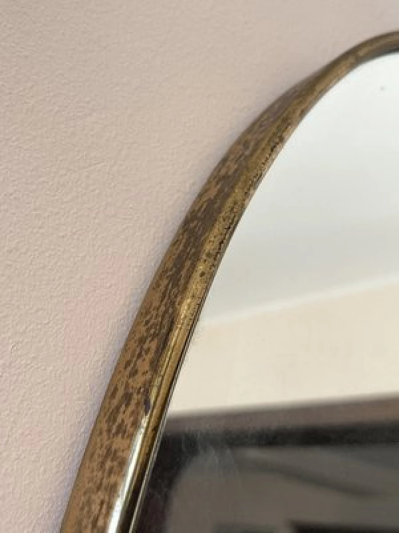 Specchio da parete con cornice in ottone, anni '60 14
