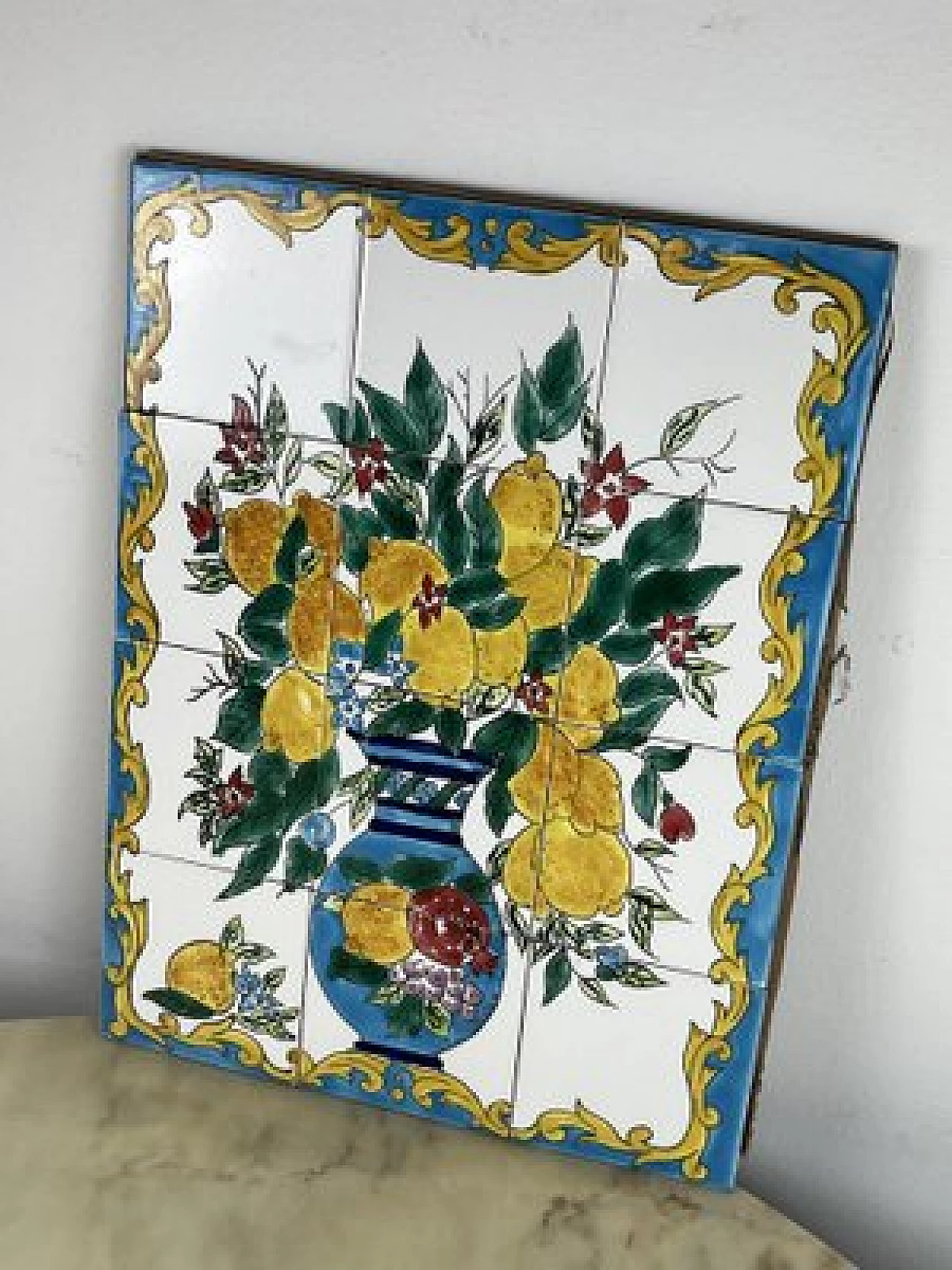 Hand-decorated ceramic panel, 1980s 5