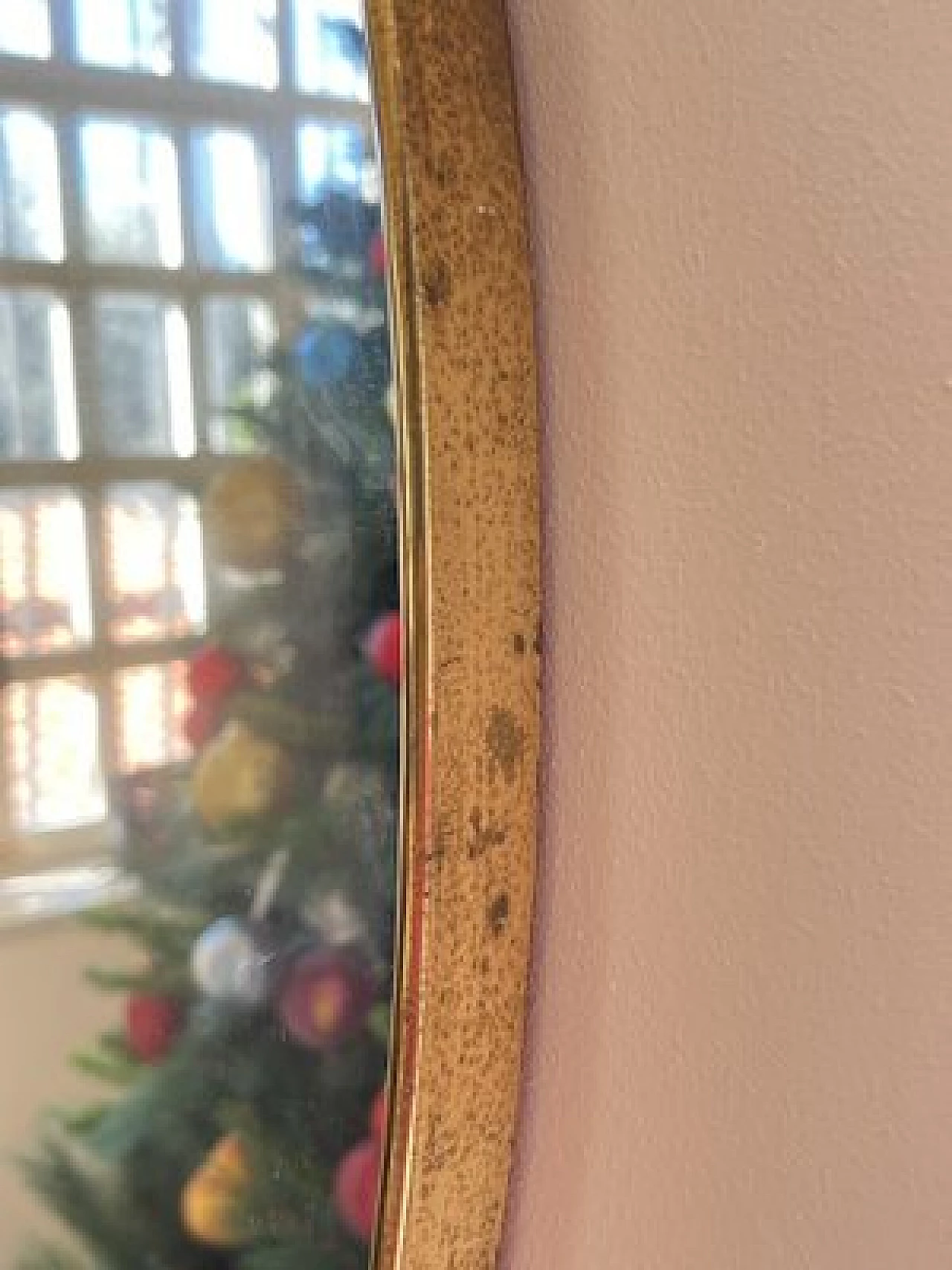 Specchio da parete con cornice in ottone, anni '60 16