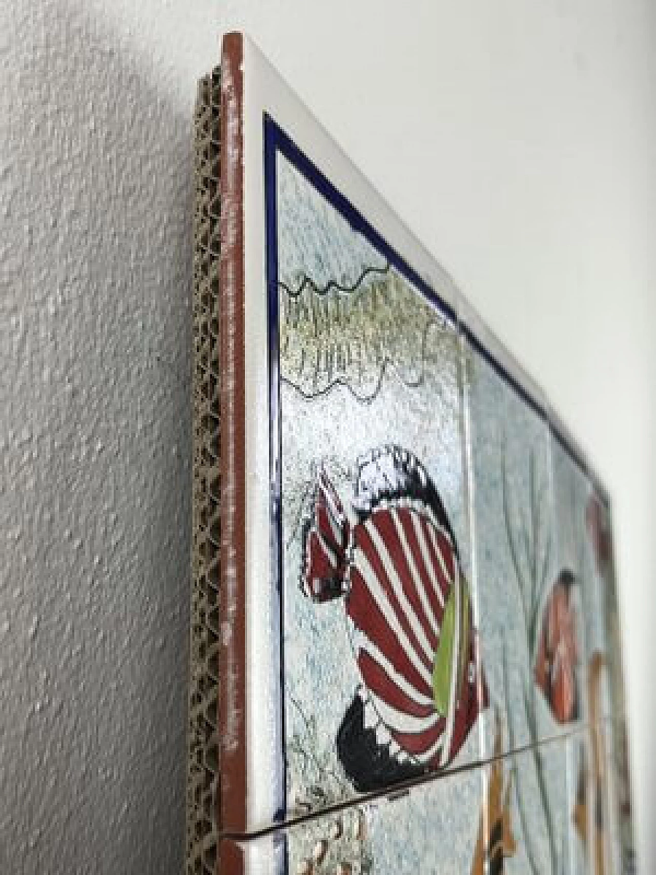 Pannello in ceramica decorata a mano con pesci, anni '80 8