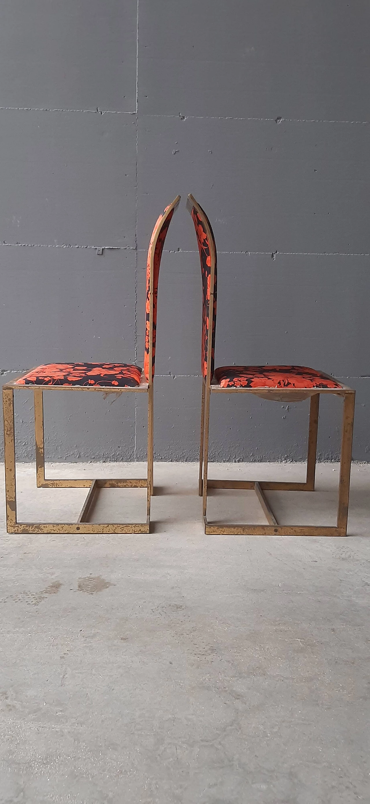 Pair of chairs by Willy Rizzo for Romeo Rega, 1970s 3