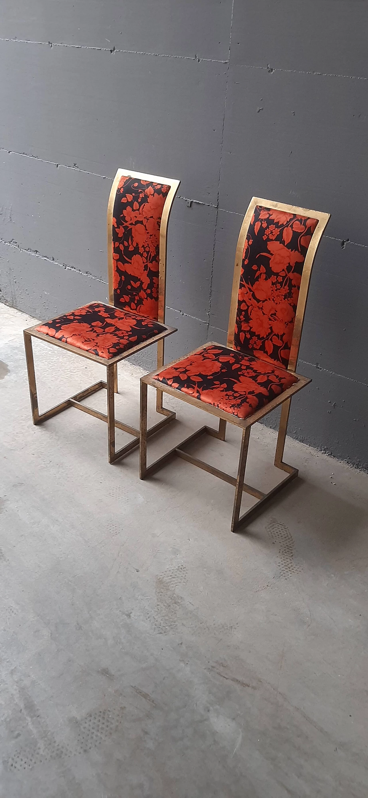 Pair of chairs by Willy Rizzo for Romeo Rega, 1970s 5