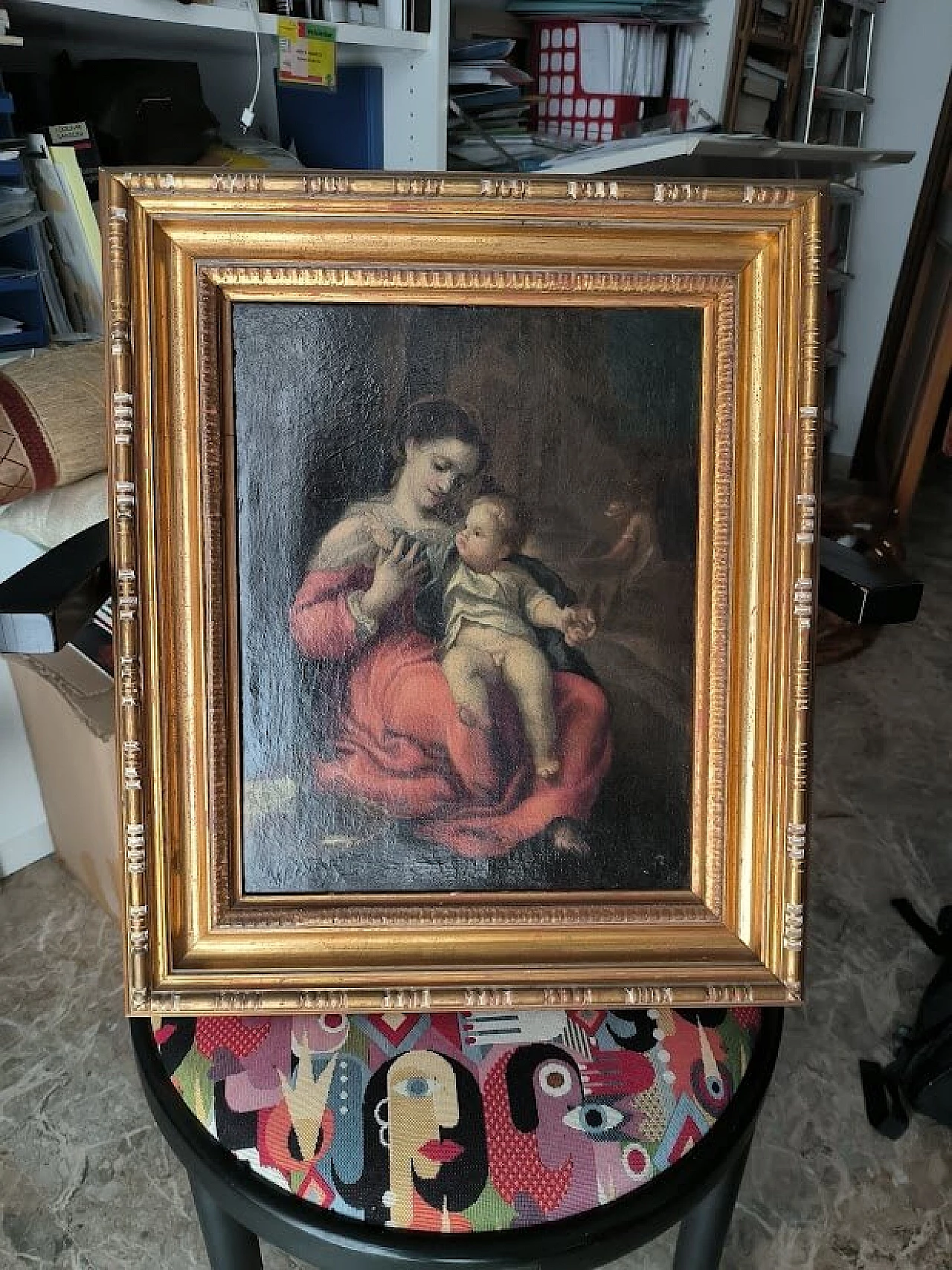 Riproduzione della Madonna della Cesta di Correggio, dipinto a olio su tela, '600 3