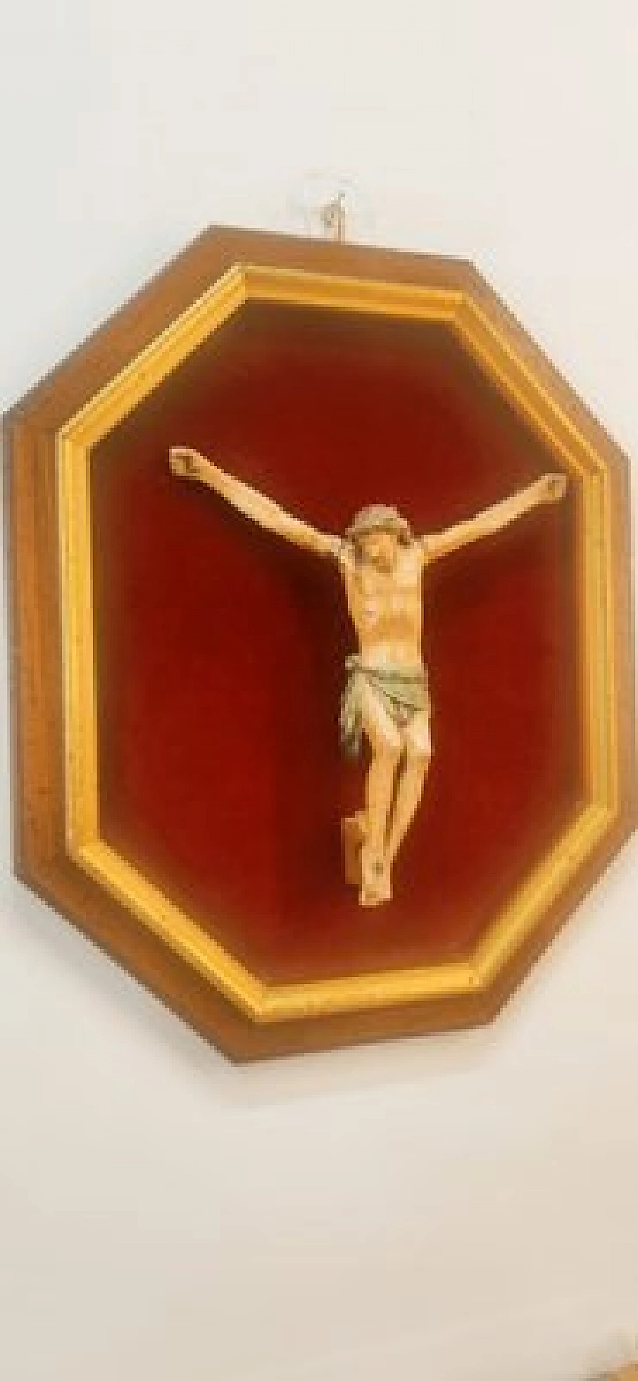 Wood crucified Christ on panel, 19th century 1