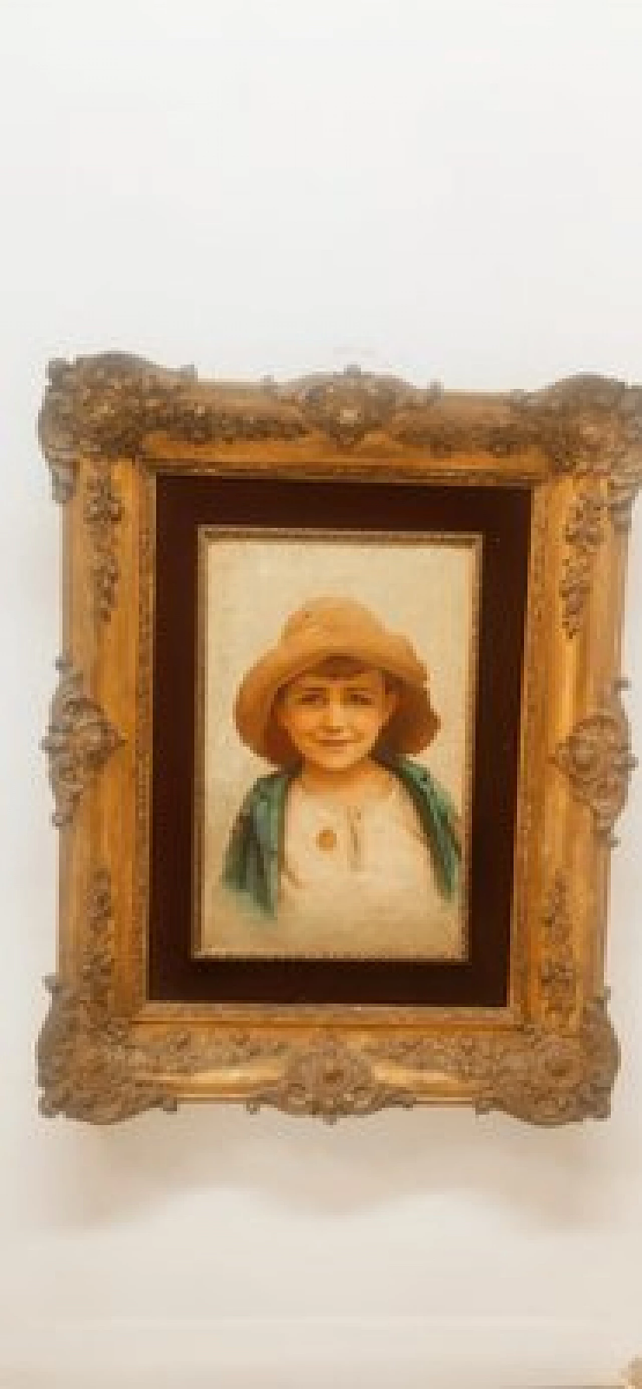 L. De Luca, ritratto di ragazza, dipinto a olio su tela, '800 1