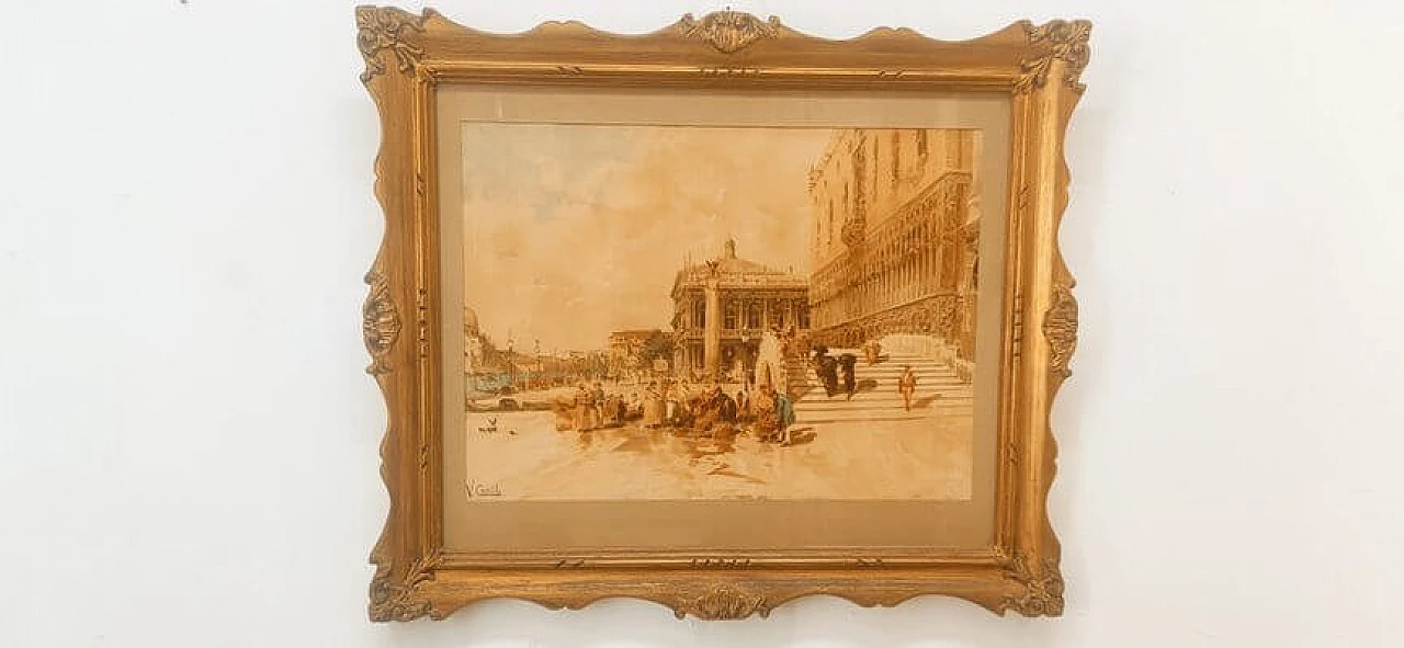 Vincenzo Caprile, Venezia, dipinto a olio su tela, '800 1