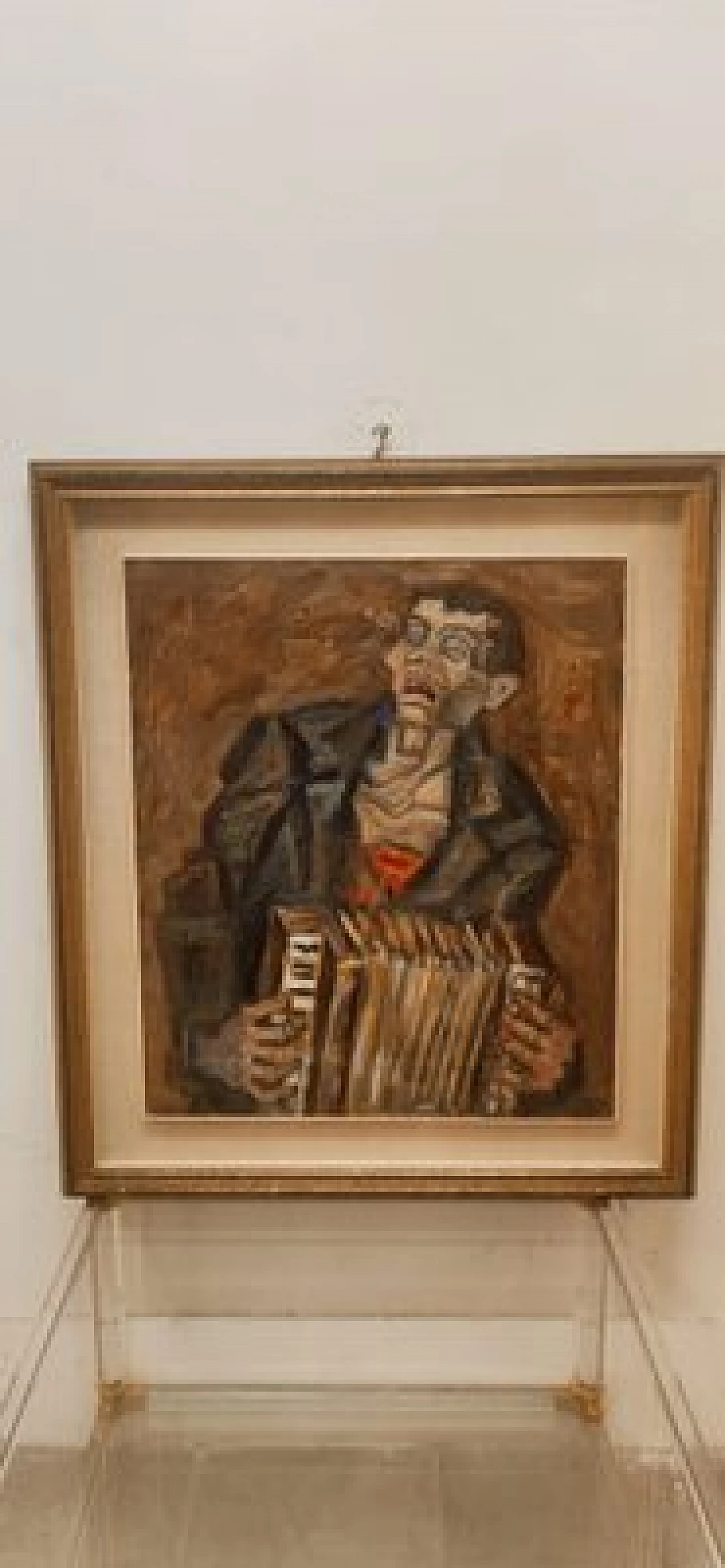 Emilio Notte, The blind musician, oil painting on canvas, 1970s 1