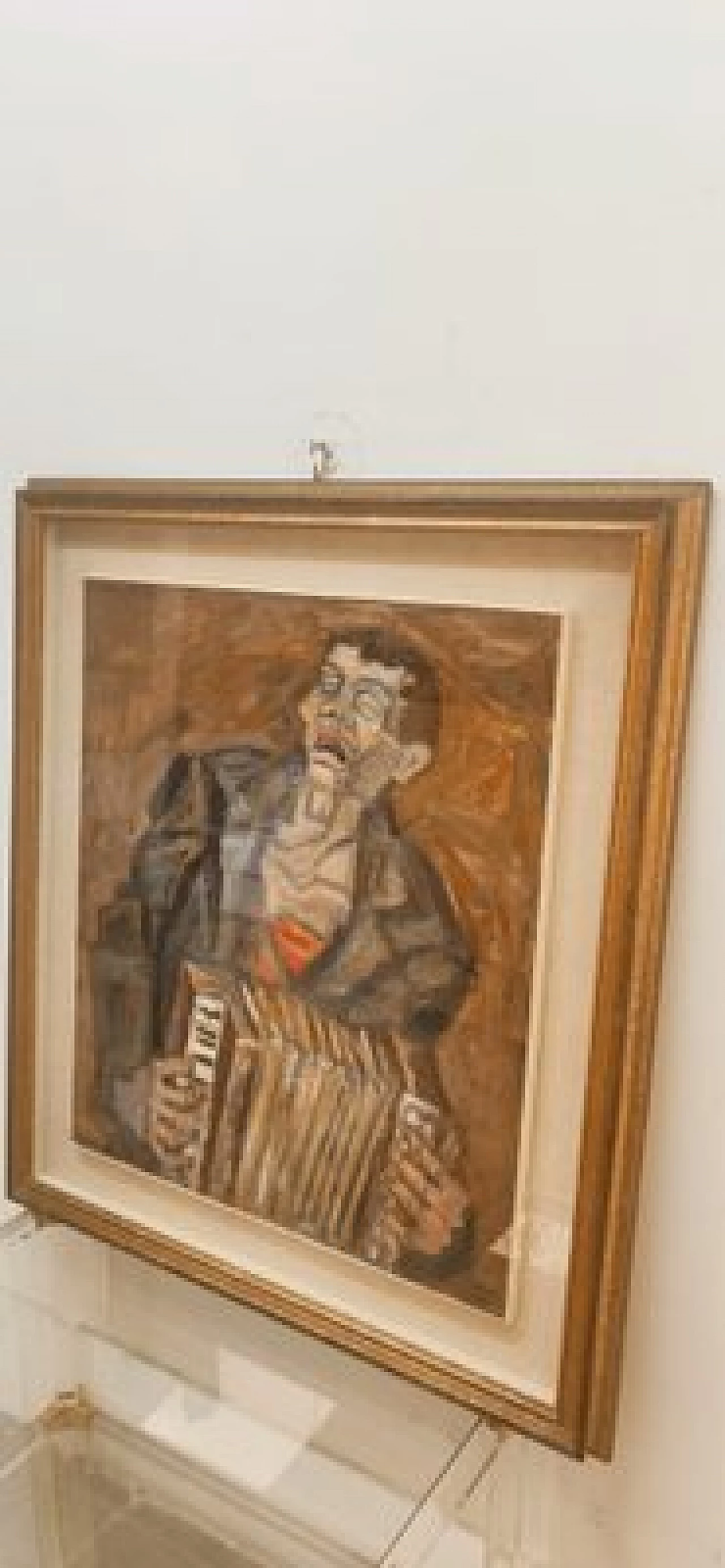 Emilio Notte, Il suonatore cieco, dipinto a olio su tela, anni '70 2