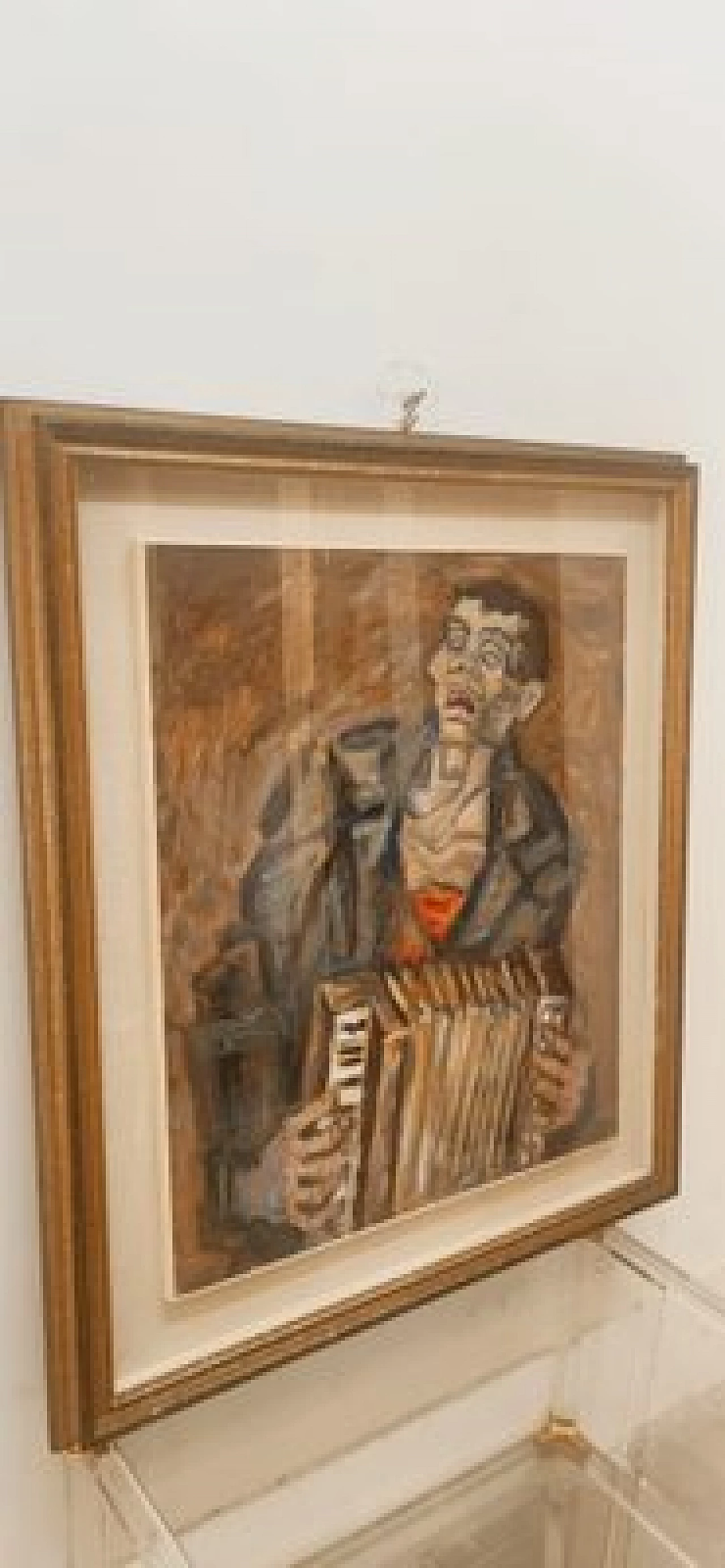 Emilio Notte, The blind musician, oil painting on canvas, 1970s 3