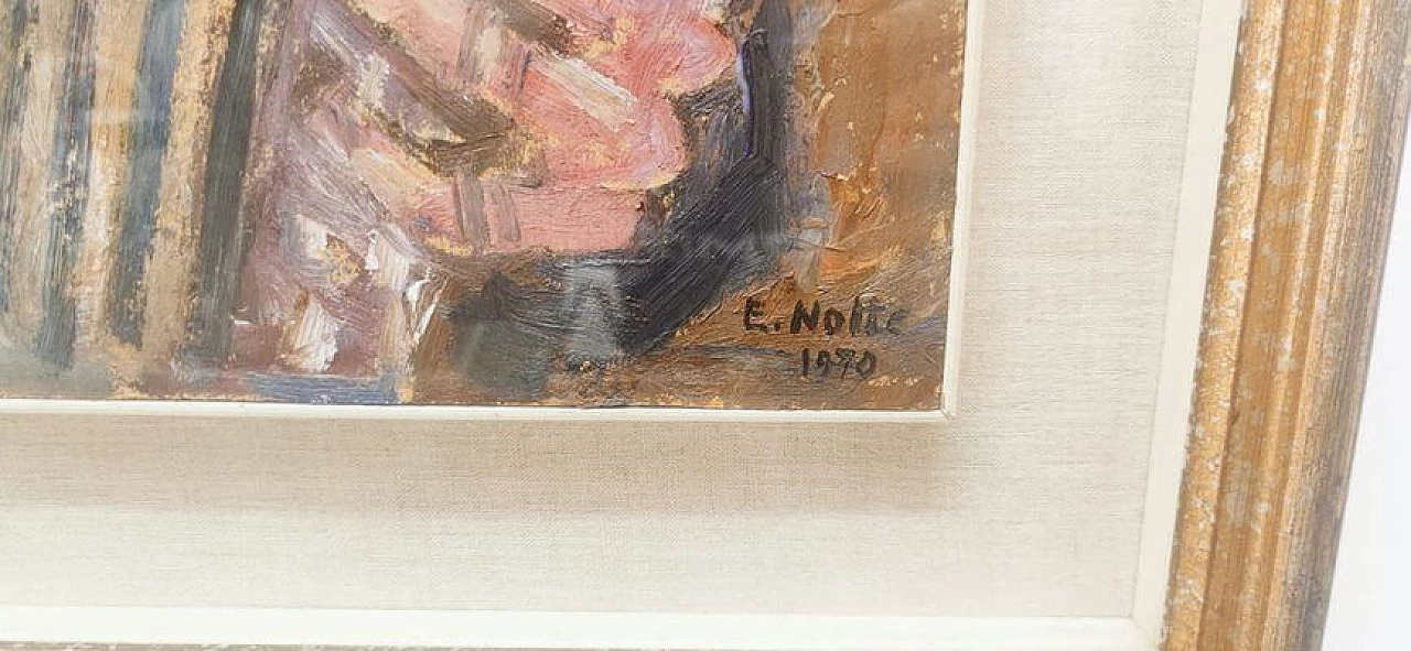 Emilio Notte, Il suonatore cieco, dipinto a olio su tela, anni '70 4